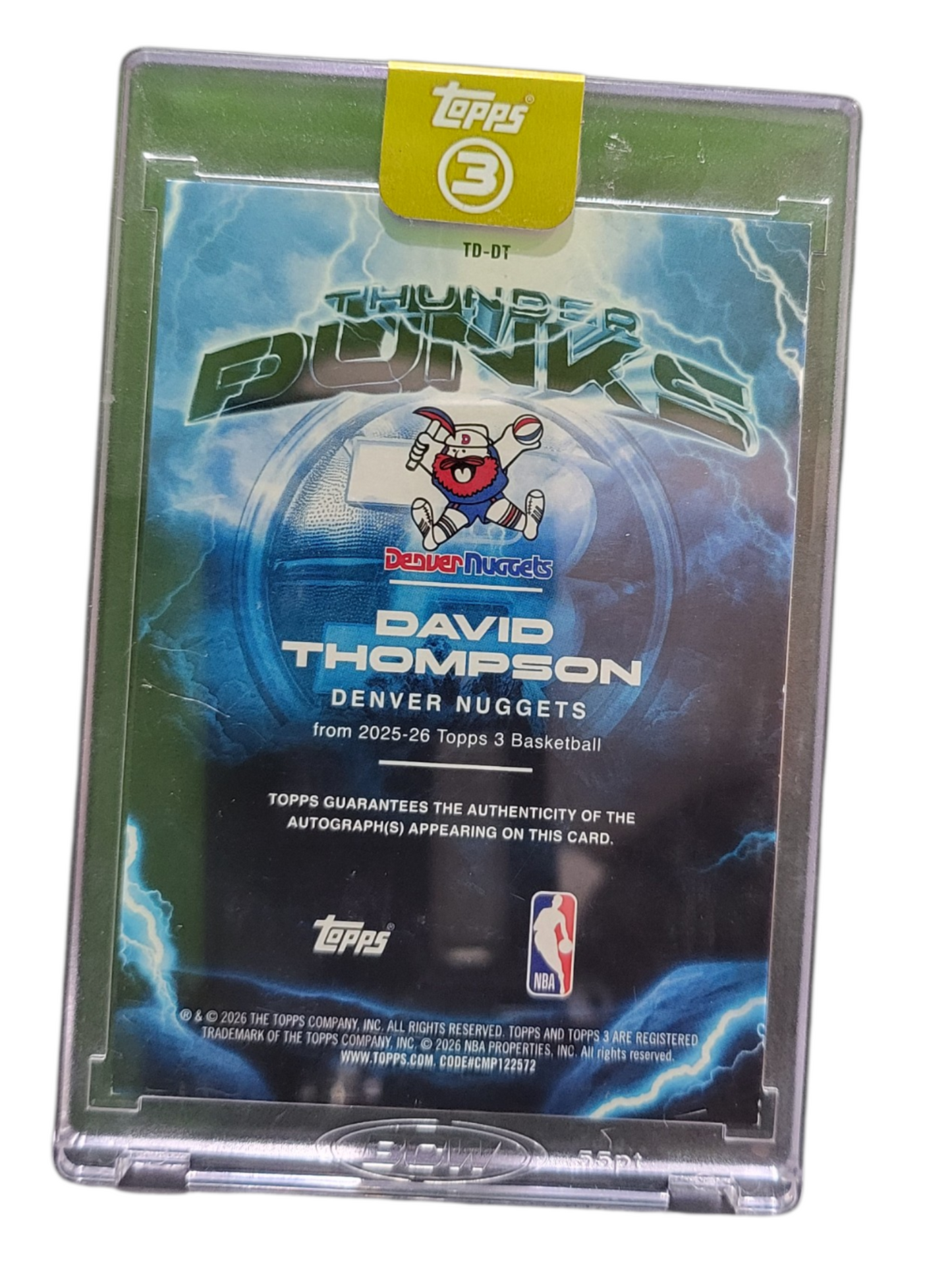 2026 Topps 3 Thunder Dunks David Thompson #TD-DT 29/49