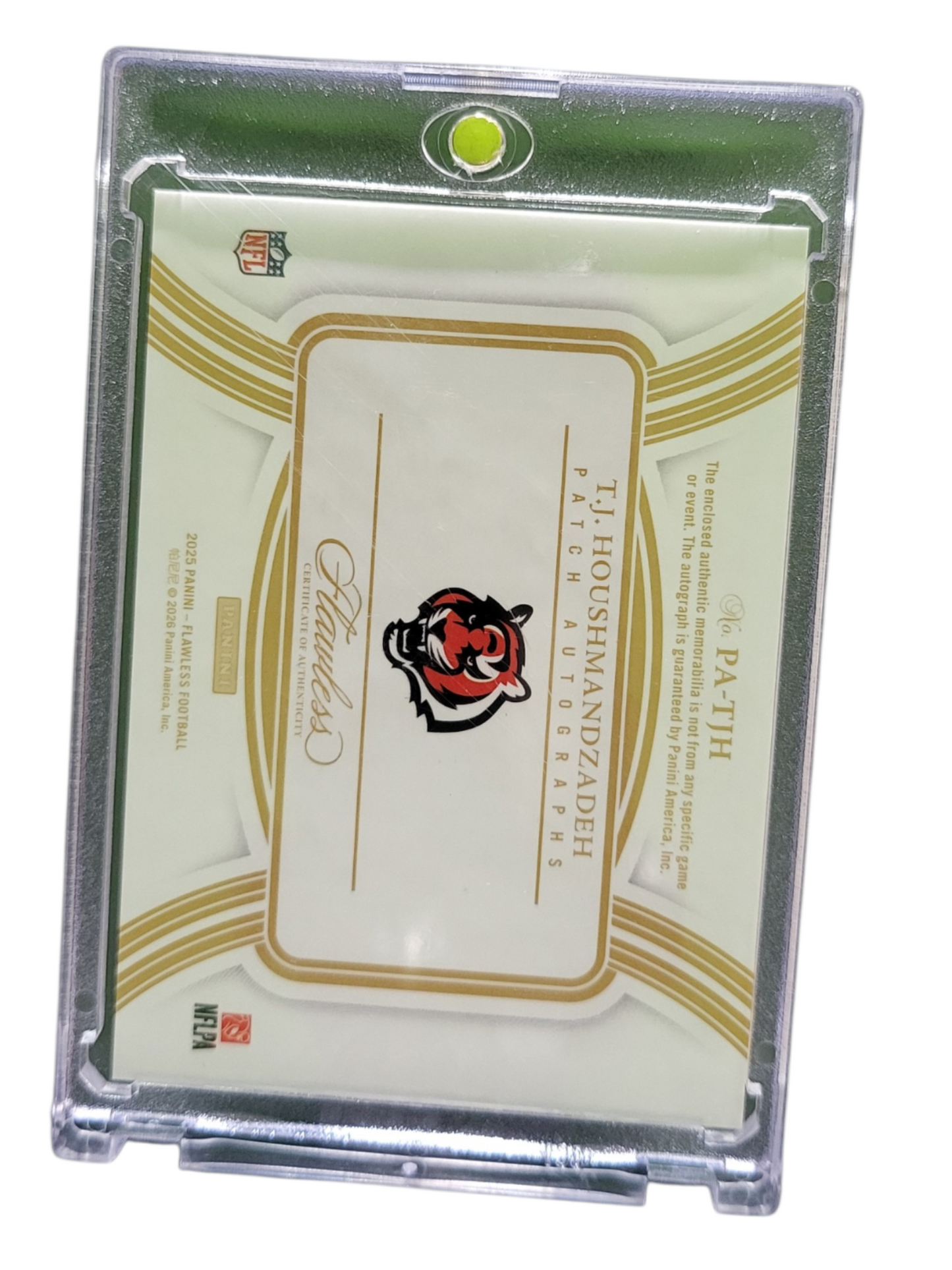 2026 Panini Flawless T.J. Houshmandzadeh #PA-TJH Patch Autograph 10/15