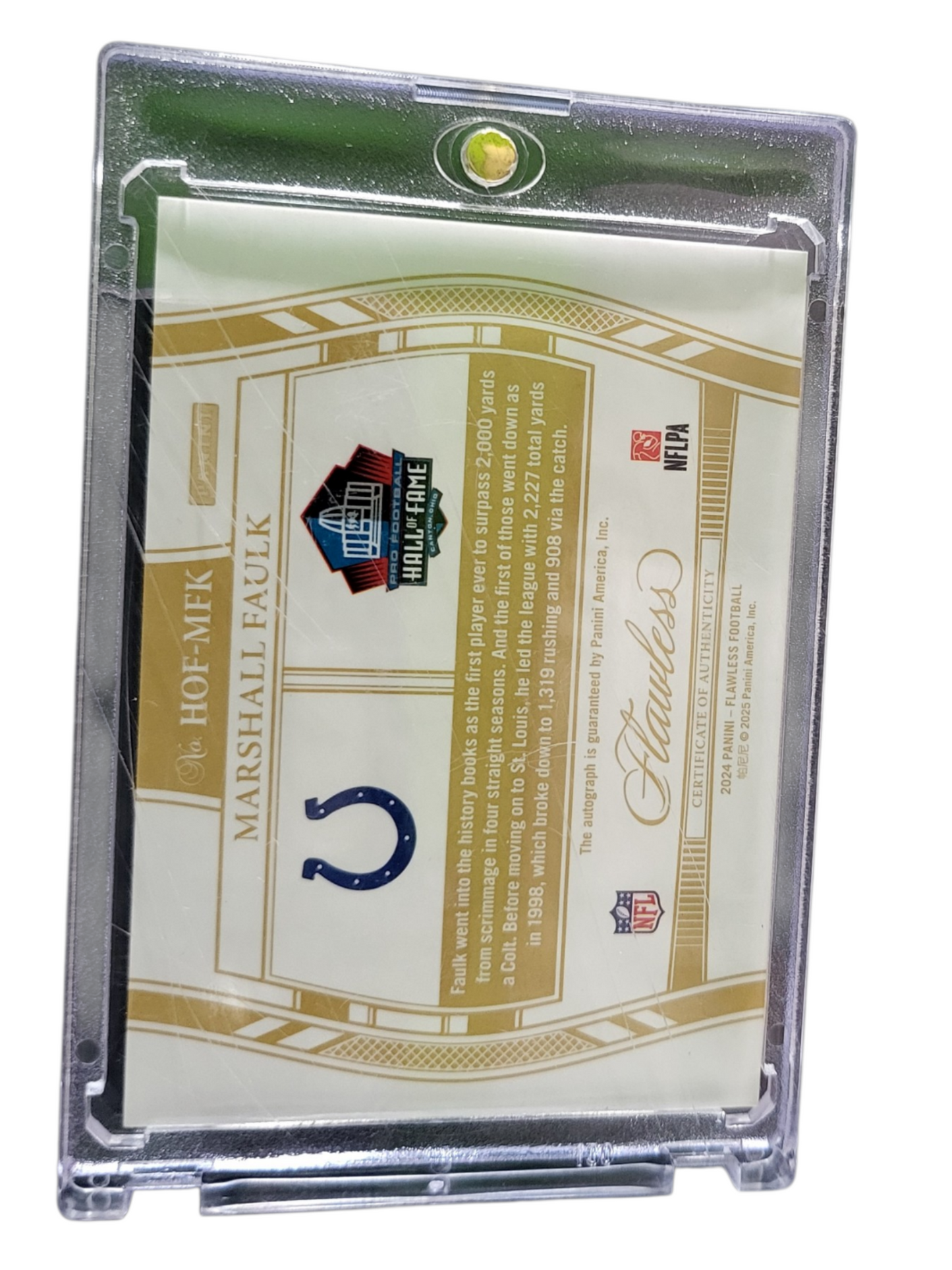 2025 Panini Flawless Marshall Faulk #HOF-MFK Ruby Hall of Fame Auto /15