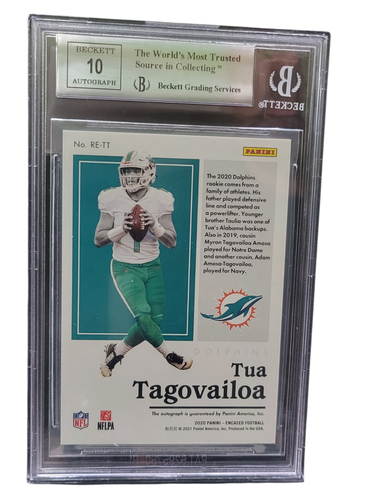 2020 Panini Encased Rookie Gold Tua Tagovailoa #RETT /25 BGS Auto 10