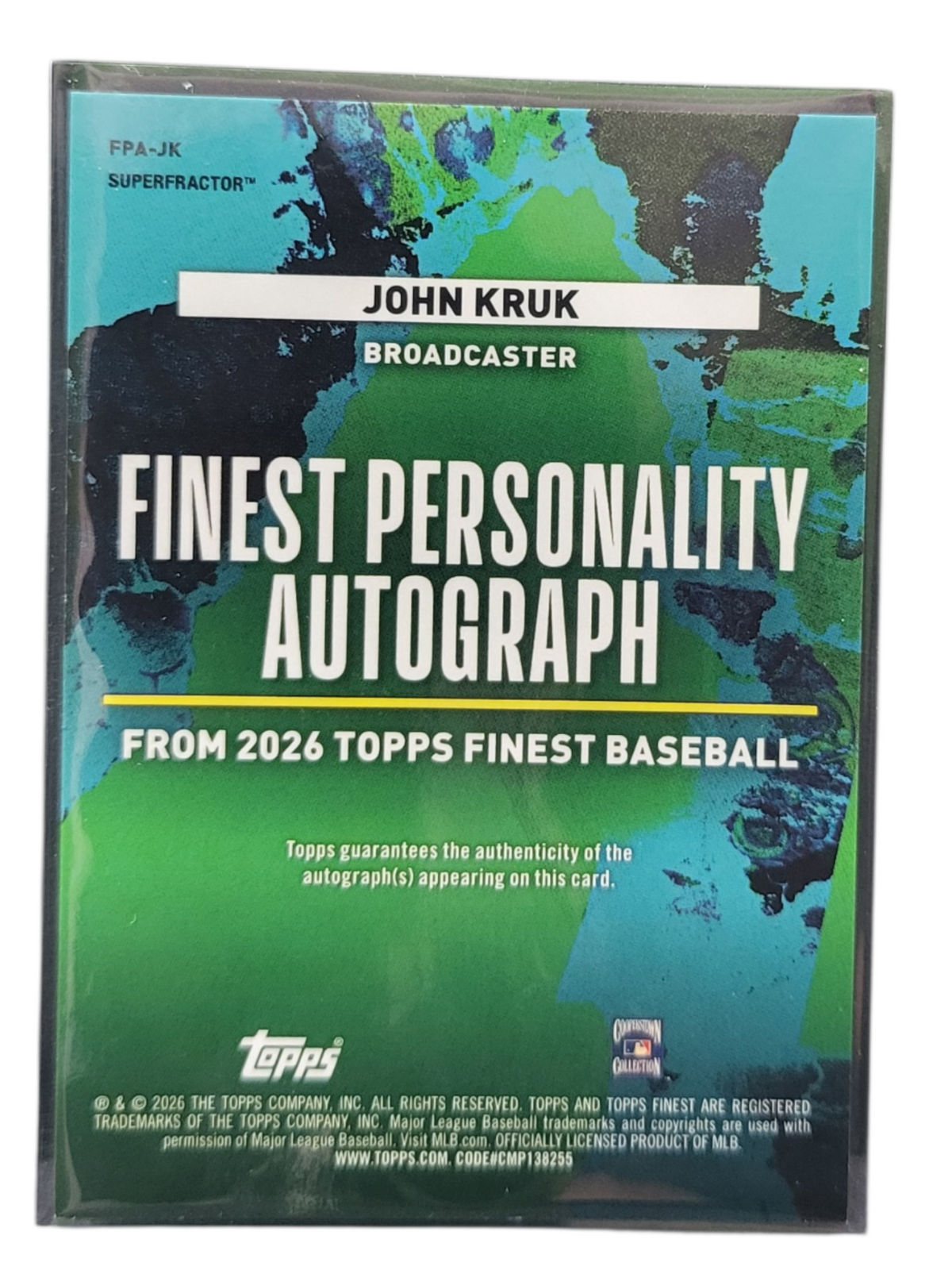 2026 Topps Finest John Kruk #FPA-JK Superfractor