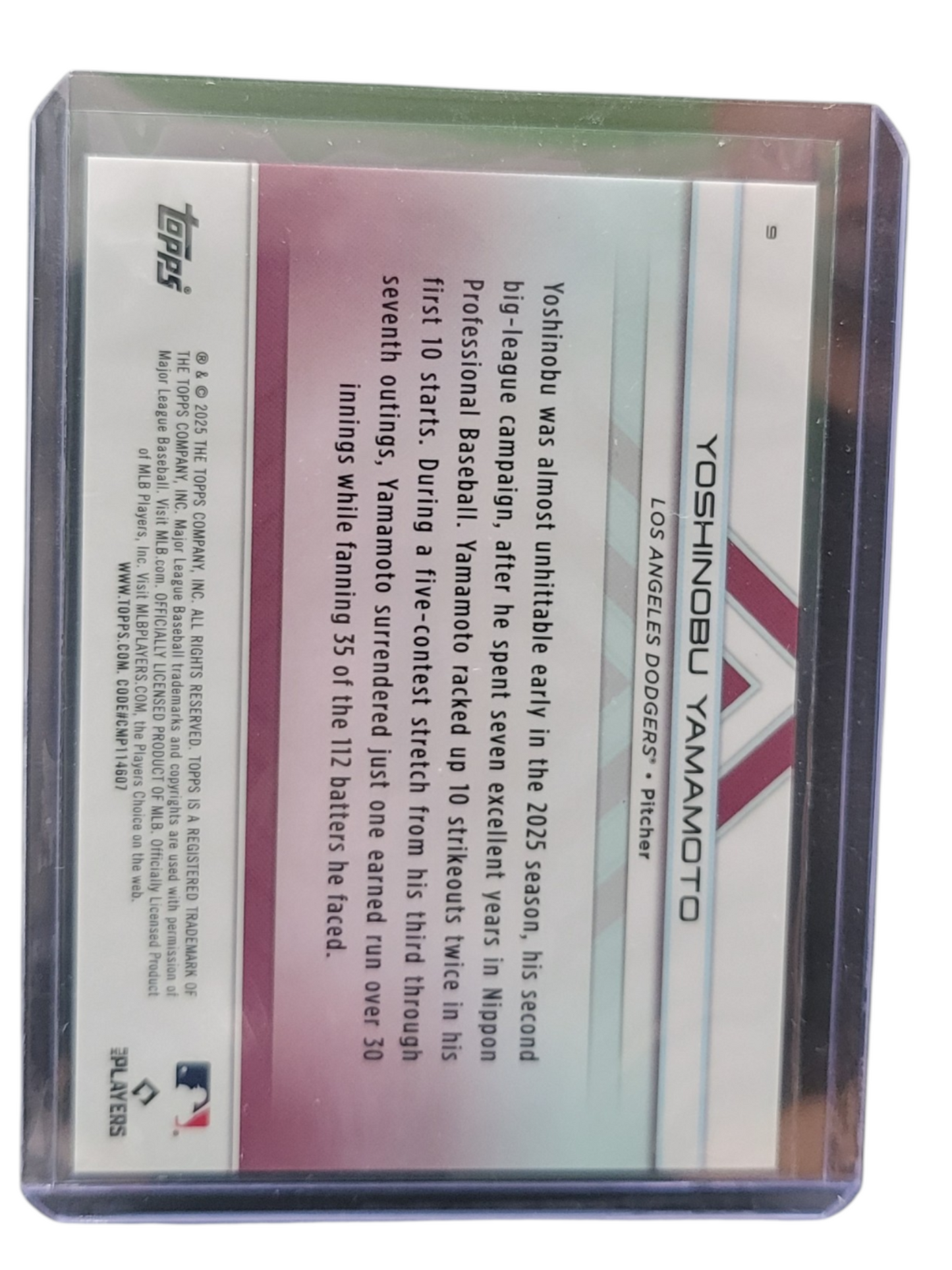 2025 Topps Definitive Collection Yoshinobu Yamamoto #9 Orange 10/25