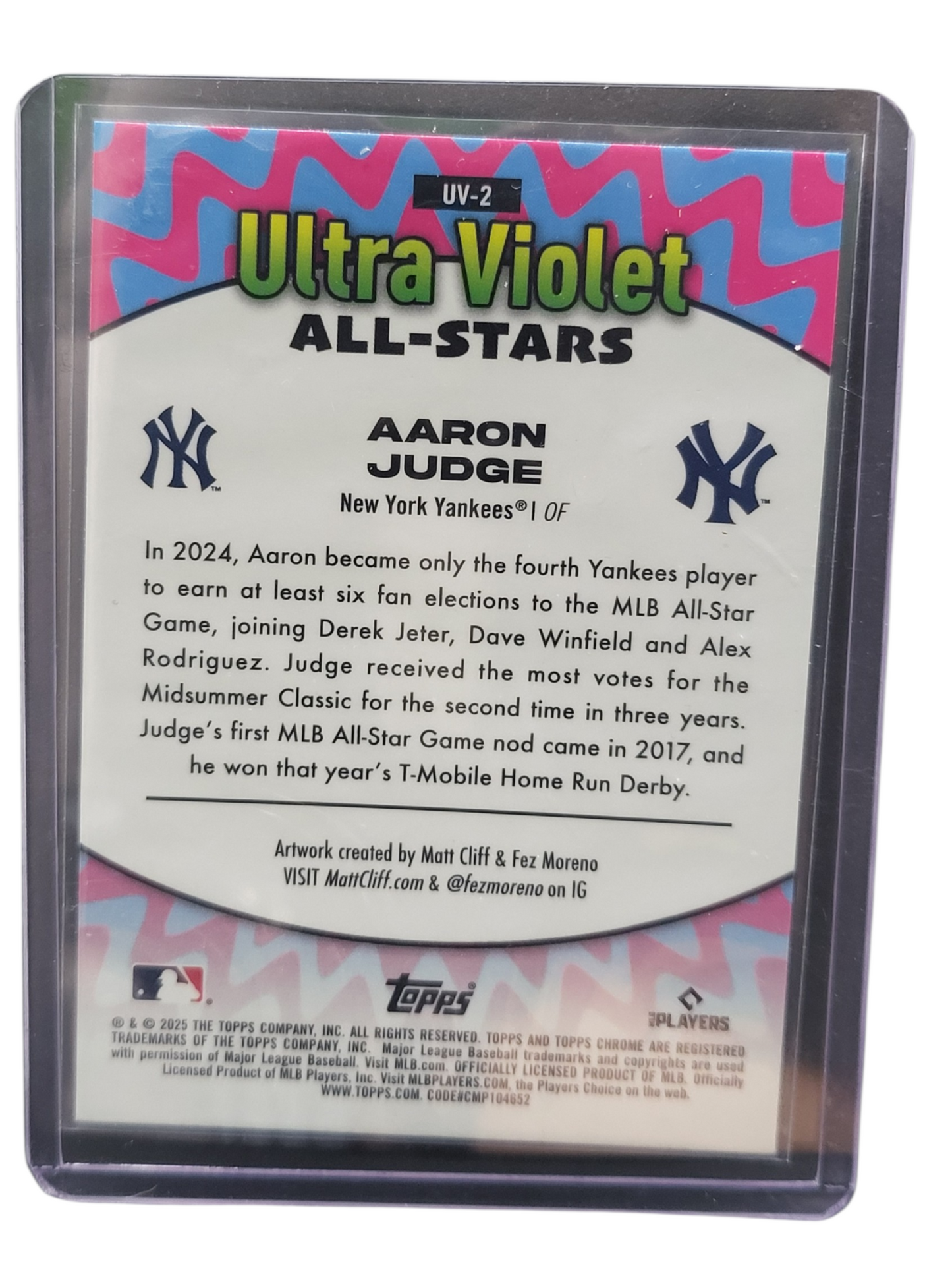 2025 Topps Chrome Ultra Violet All-Stars Aaron Judge #UV-2
