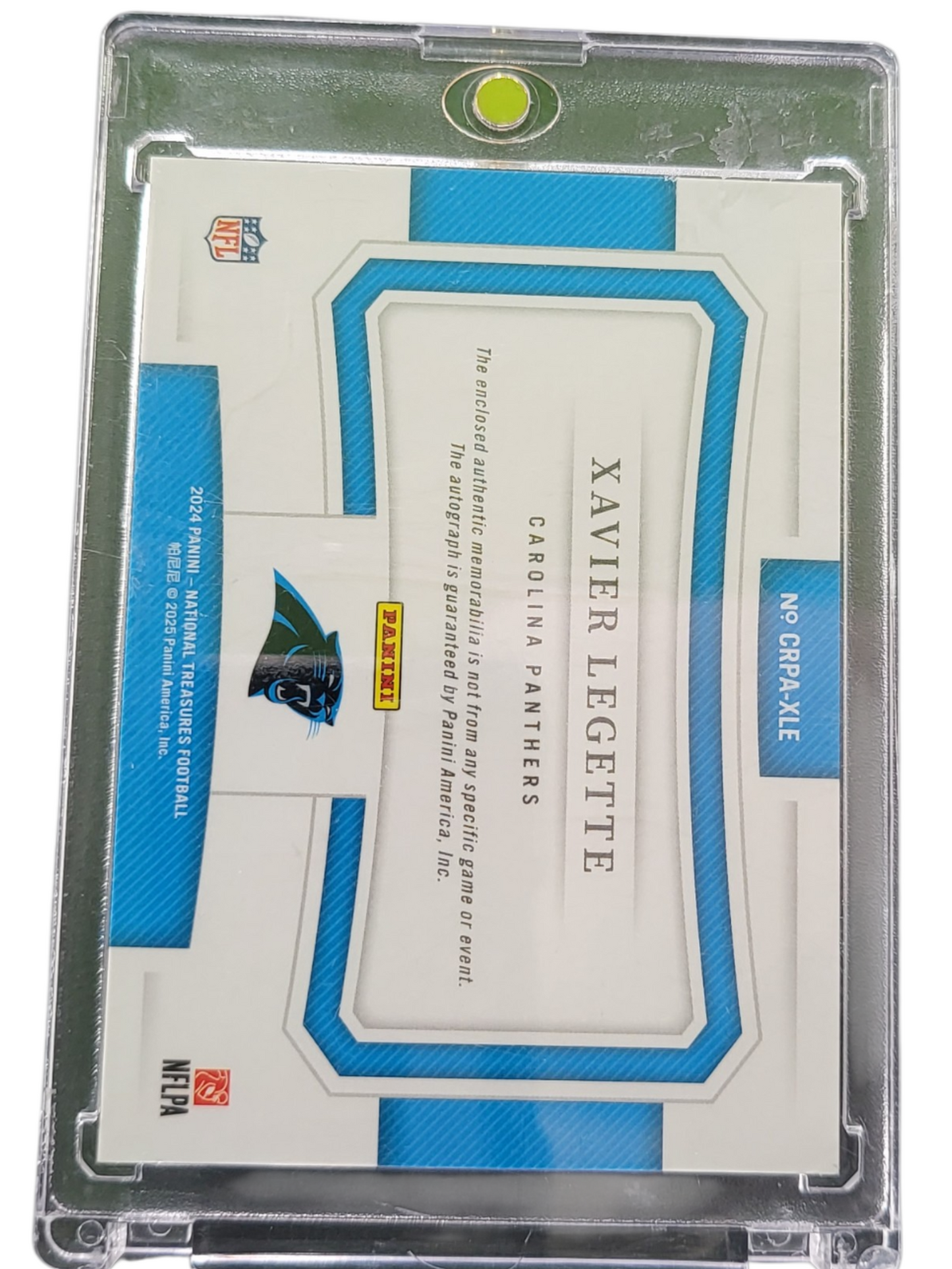 2025 Panini National Treasures Xavier Legette #CRPA-XLE Autograph 21/25 Patch RC