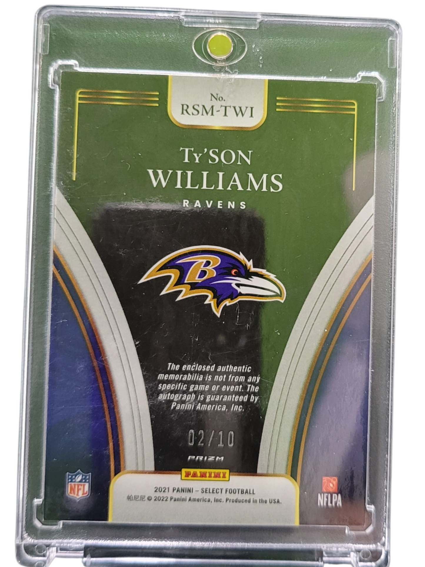 2022 Panini Select Ty'Son Williams #RSM-TWI Gold Prizm Autograph 02/10 Patch RC