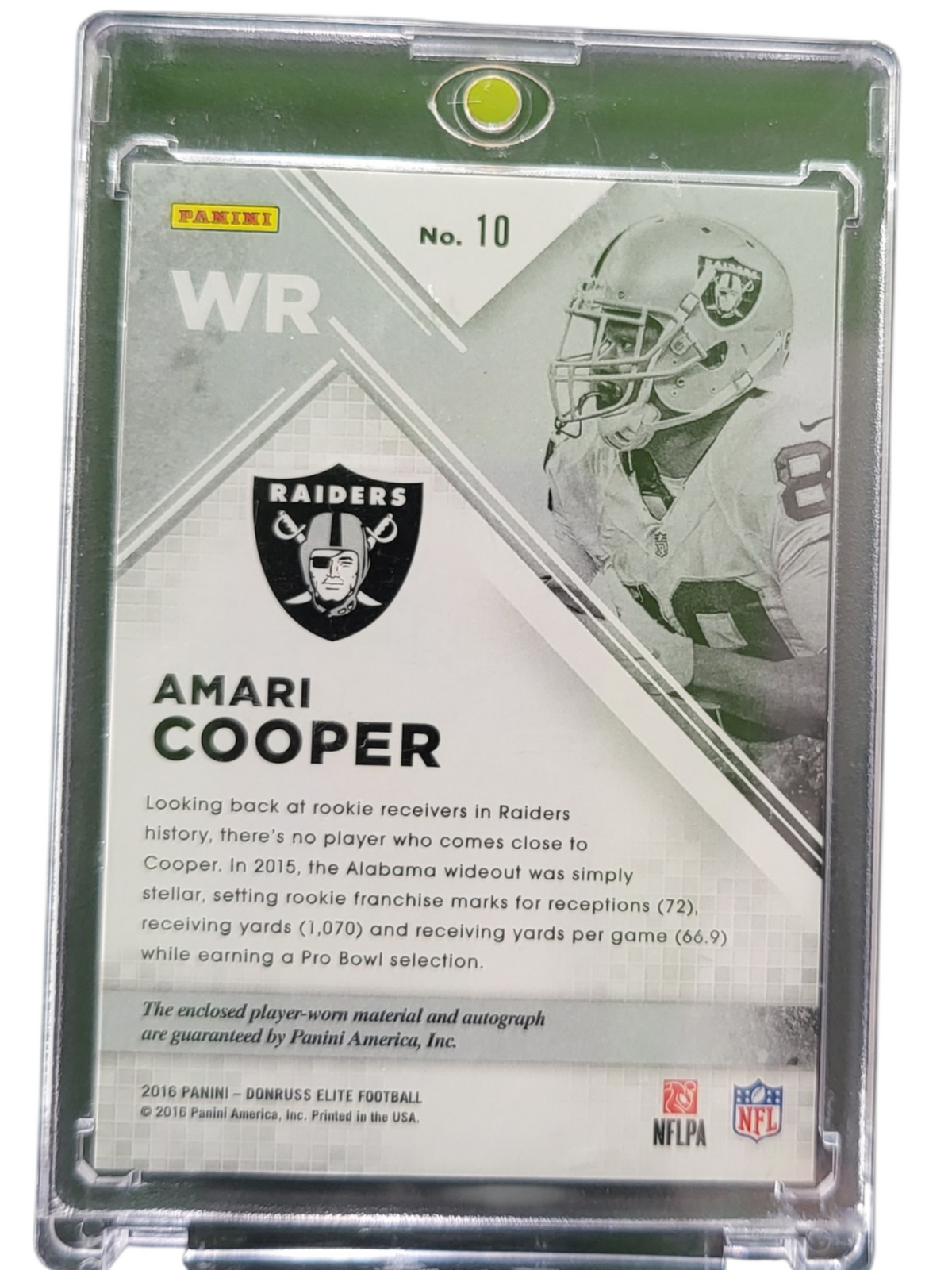 2016 Panini Donruss Elite Football Prime Numbers Amari Cooper #10 /9 Patch Mem