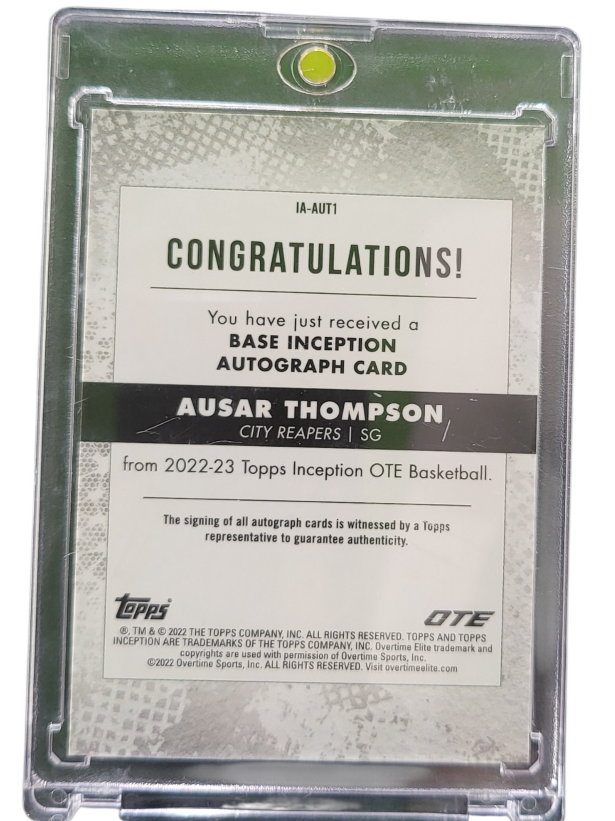 2022 Topps Inception OTE Basketball Ausar Thompson #IA-AUT1 Orange