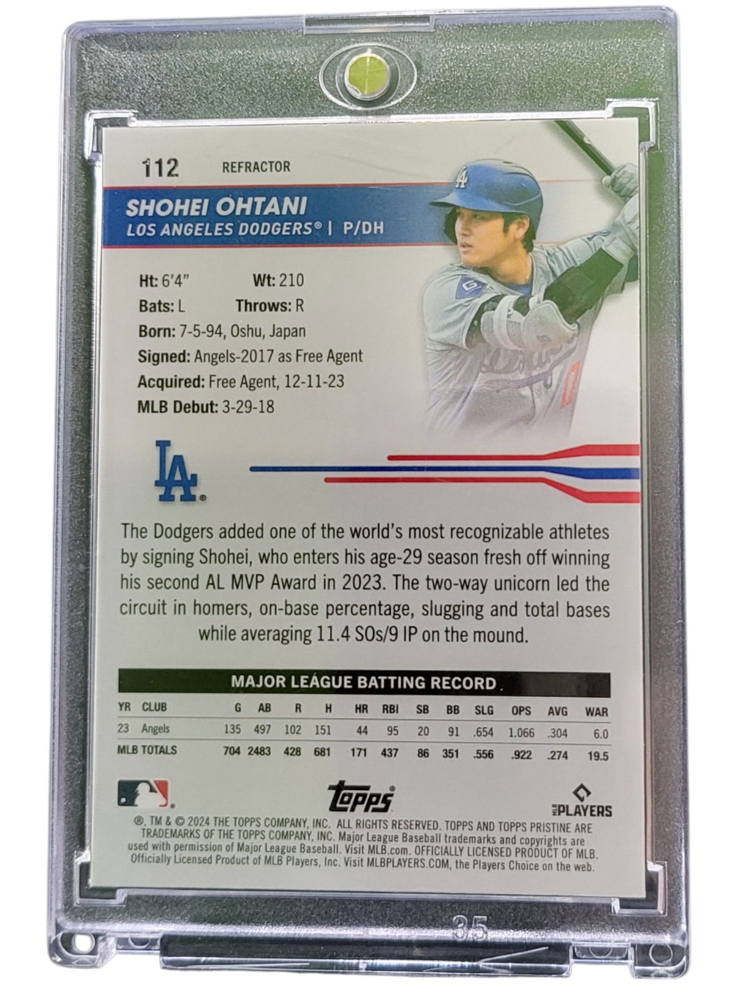 2024 Topps Pristine Shohei Ohtani #112 Refractor