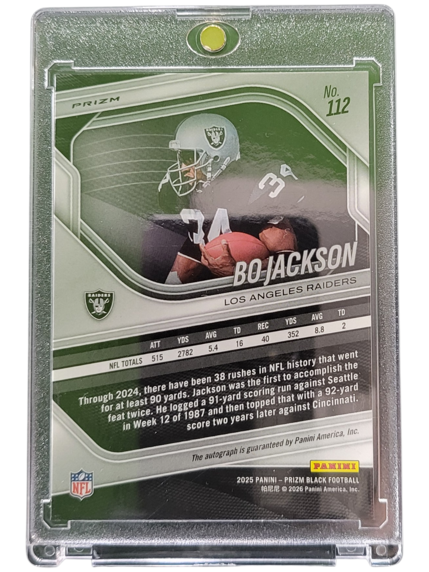 2026 Panini Prizm Black Football Bo Jackson #112 Green