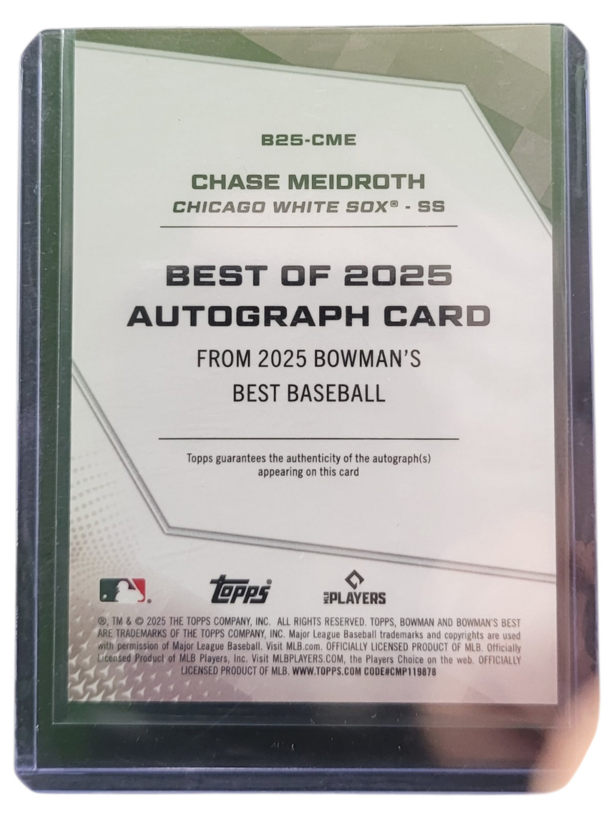 2025 Bowman's Best Chase Meidroth #B25-CME Green Refractor Autograph 21/25 RC