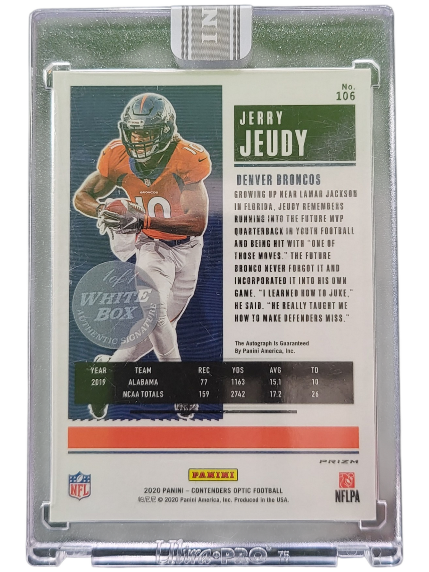 2020 Panini Contenders Optic Jerry Jeudy #106 White Box RC