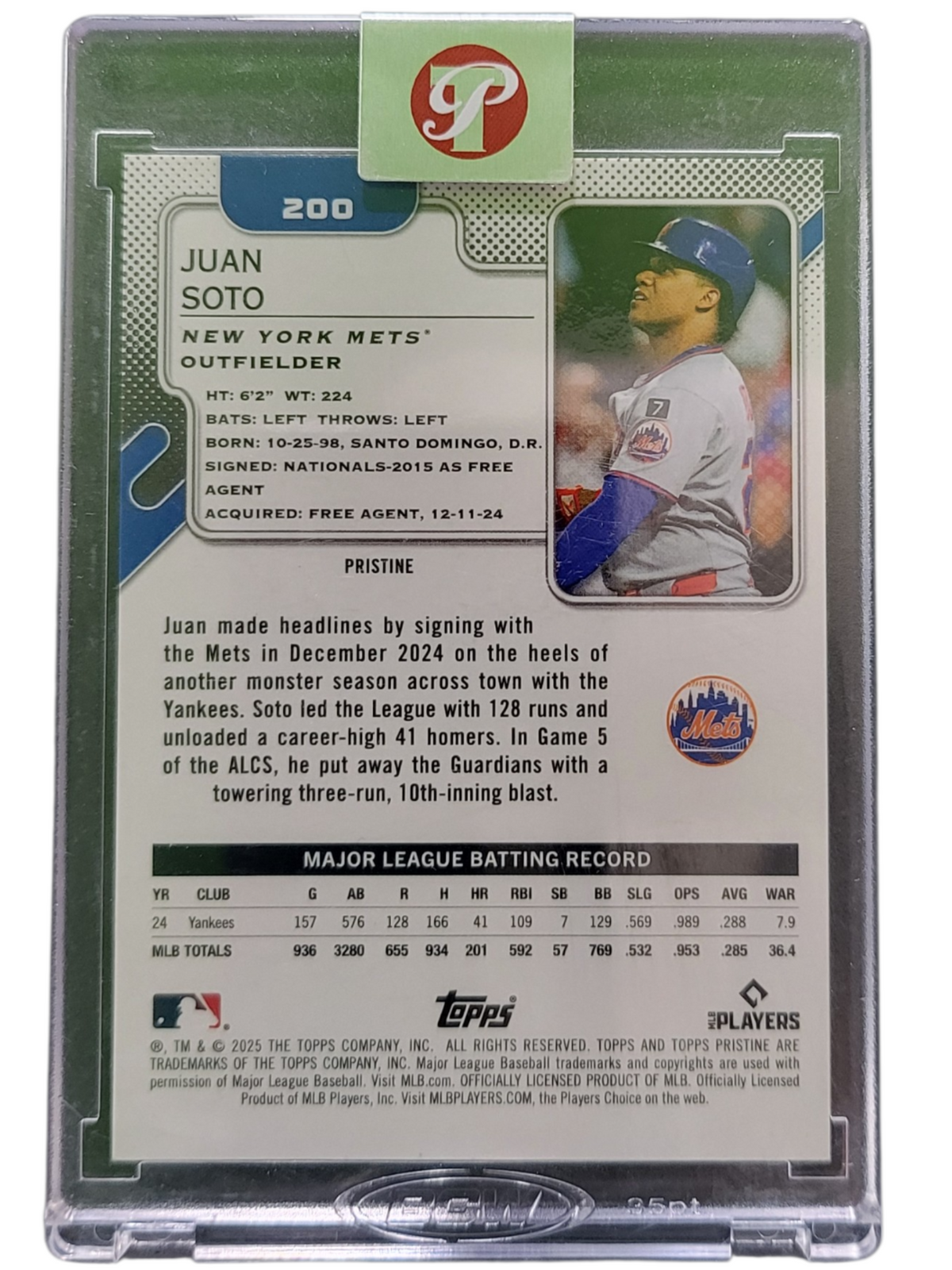 2025 Topps Pristine Juan Soto #200 Orange
