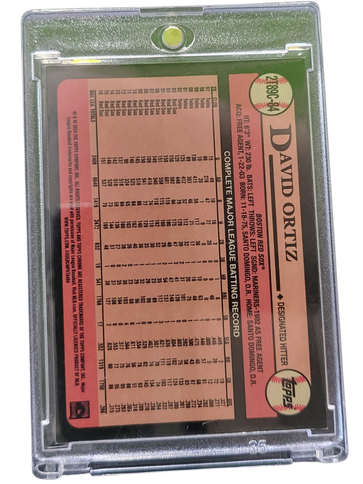 2024 Topps Chrome 1989 Topps Baseball David Ortiz #2T89C-84 Orange Mojo