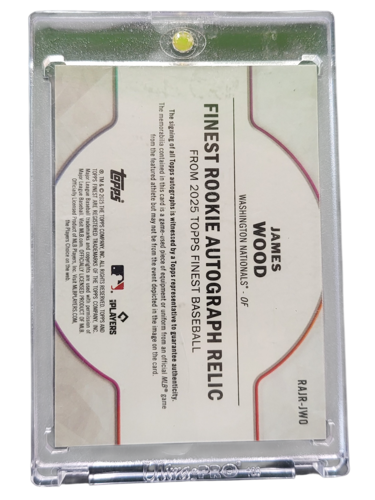 2025 Topps Finest James Wood #RAJR-JWO 82/99 RC Game-Used Memorabilia