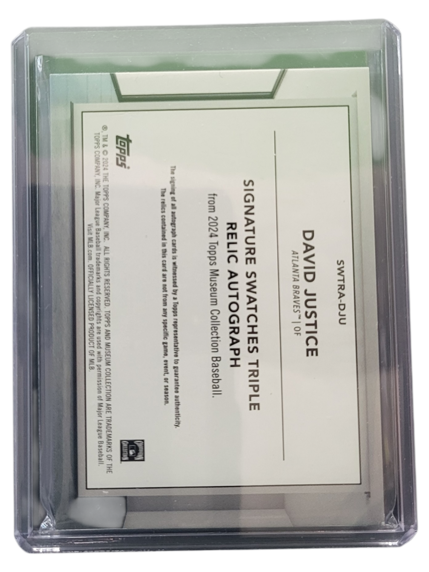 2024 Topps Museum Collection David Justice #SWTRA-DJU Auto Triple Relic 02/15