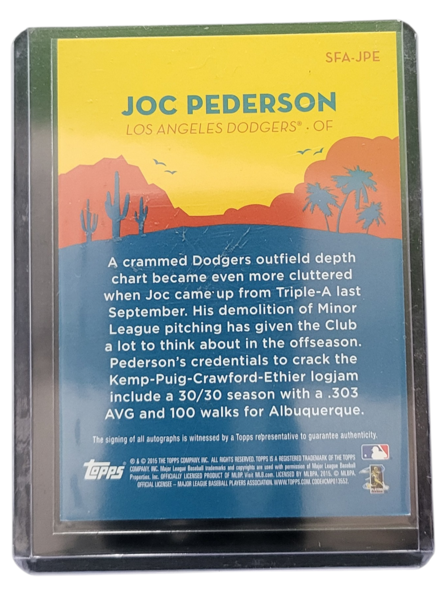 2015 Topps Spring Fever Joc Pederson #SFA-JPE Green 30/30
