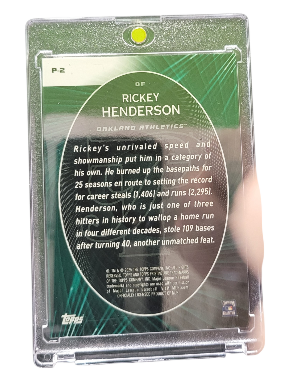2025 Topps Pristine Perseverance Rickey Henderson #P-2 Orange 00/25