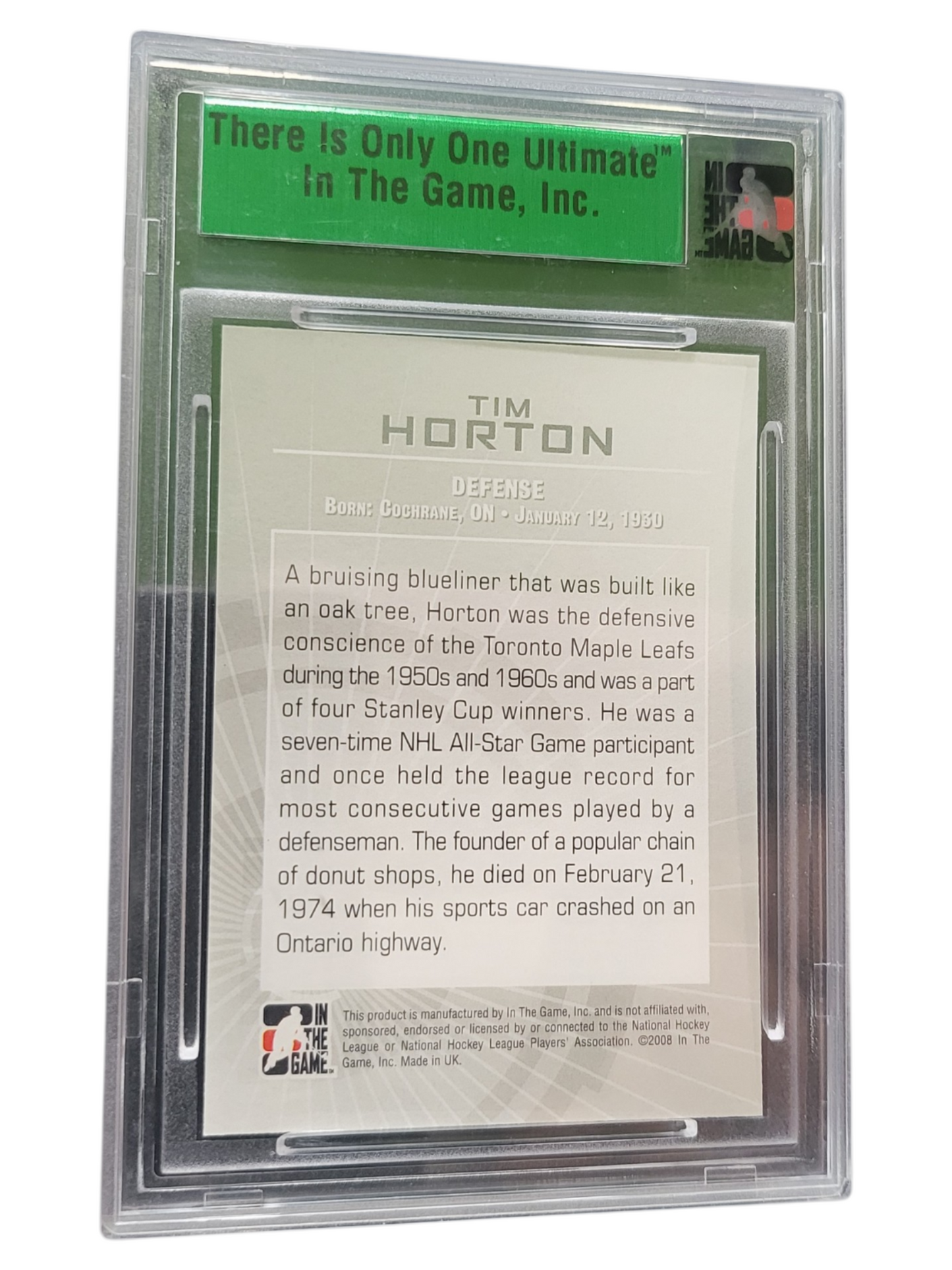 2008 In The Game Ultimate Memorabilia 8th Edition Tim Horton Silver