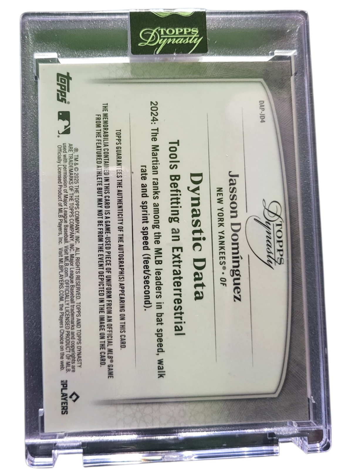 2025 Topps Dynasty Jasson Domínguez #DAP-JD4 09/10 Autograph Patch Memorabilia
