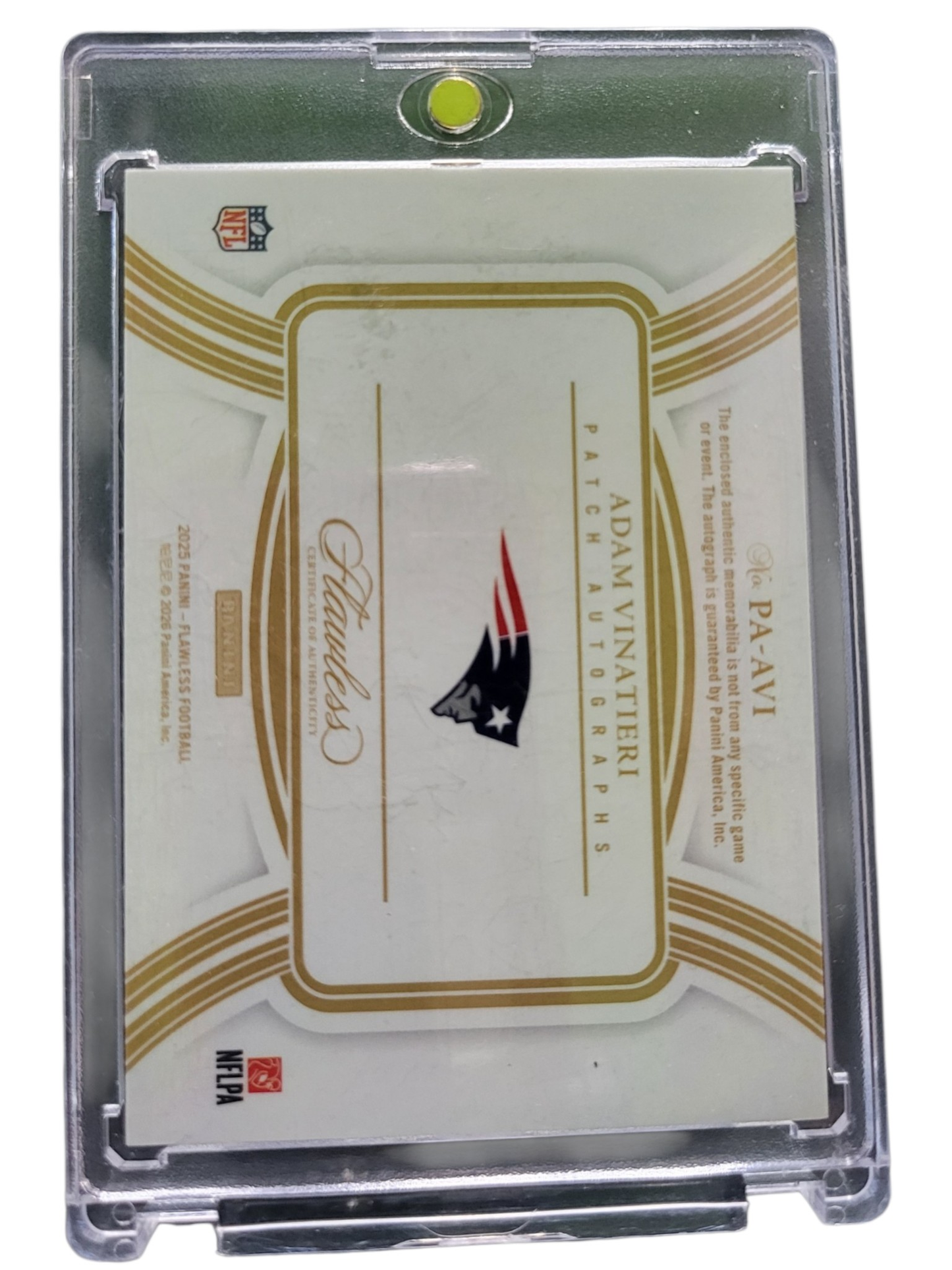 2026 Panini Flawless Adam Vinatieri #PA-AVI Autograph Patch 25/25