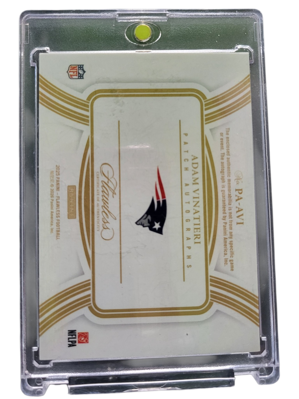 2026 Panini Flawless Adam Vinatieri #PA-AVI Autograph Patch 25/25