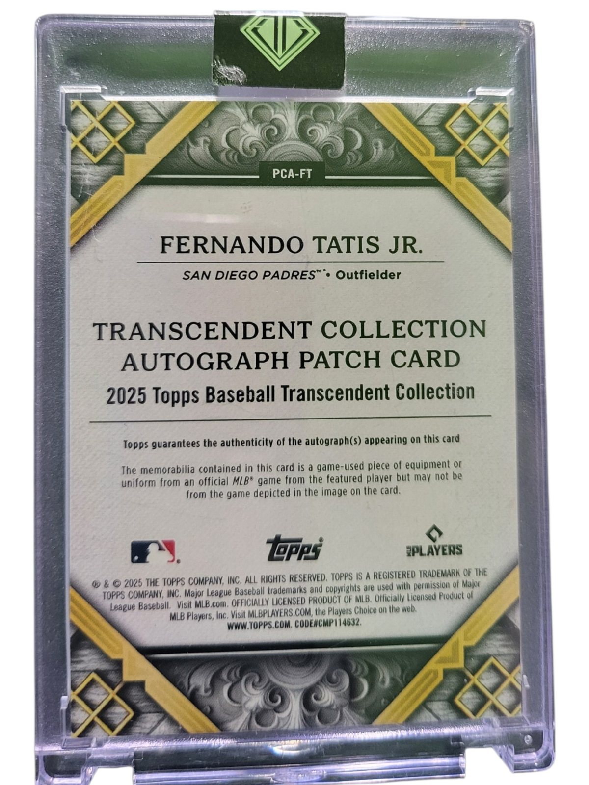 2025 Topps Transcendent Fernando Tatis Jr. #PCA-FT /10 Auto Patch Game-Used