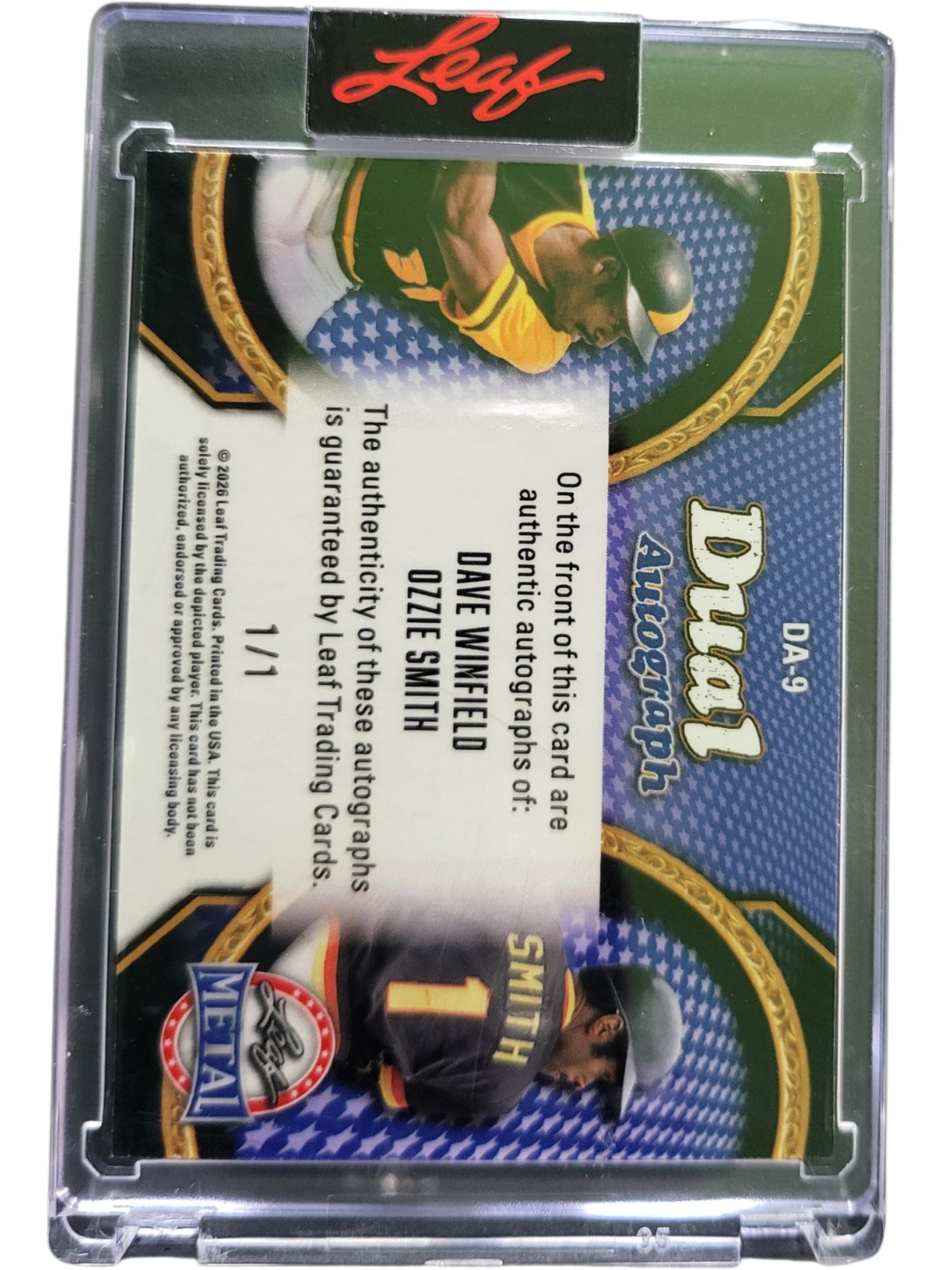 2026 Leaf Metal Ozzie Smith Dave Winfield #DA-9 1/1 Dual Autograph