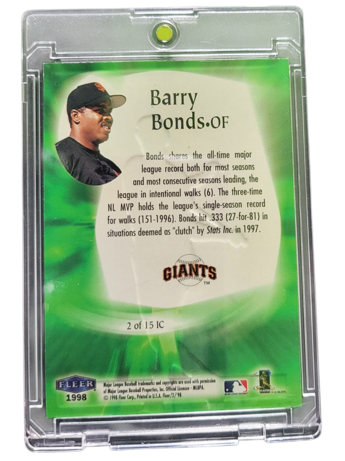 1998 Fleer Tradition In The Clutch Barry Bonds #2 of 15 IC