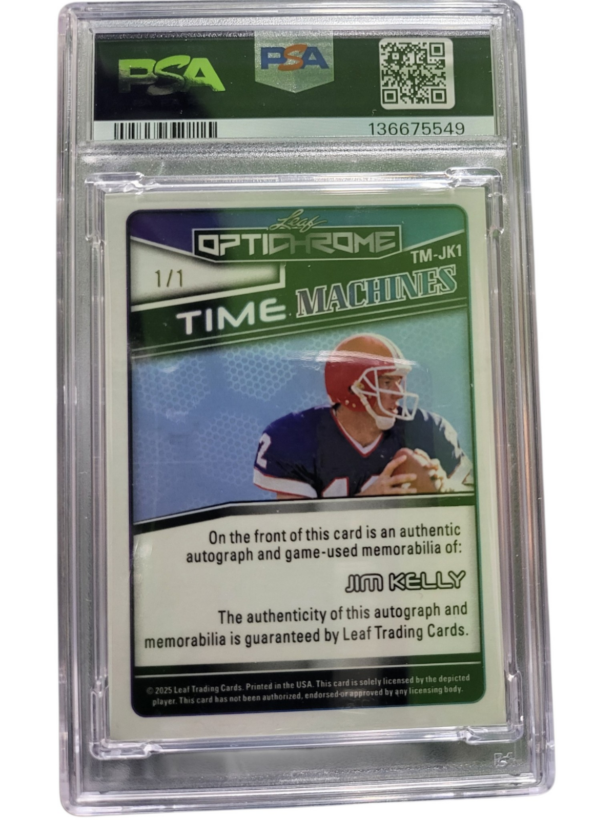 2025 Leaf Optichrome Time Machines Jim Kelly #TM-JK1 Blue Shimmer Patch 1/1