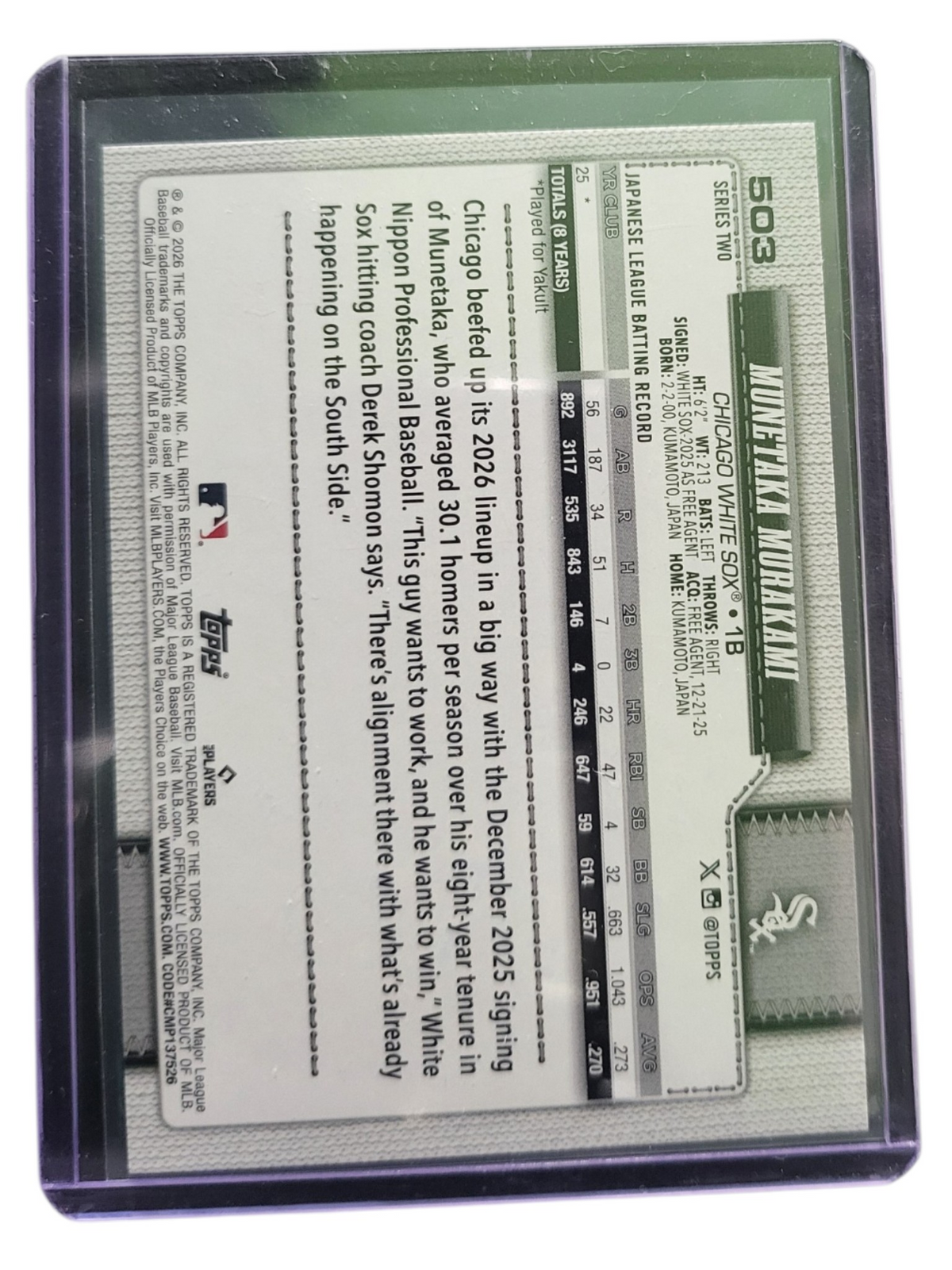 2026 Topps Series Two Munetaka Murakami #503 RC