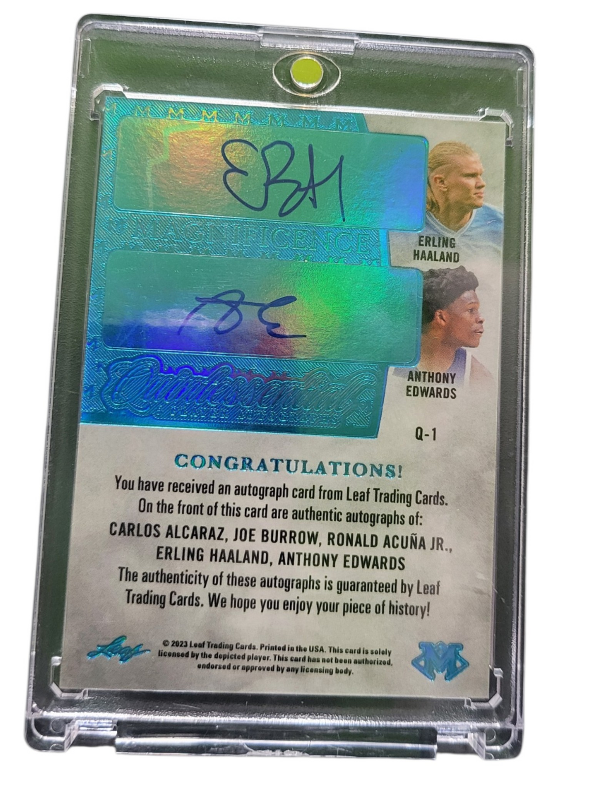 2023 Leaf Carlos Alcaraz Erling Haaland Ant Edwards Joe Burrow Ron Acuña Jr. / 5