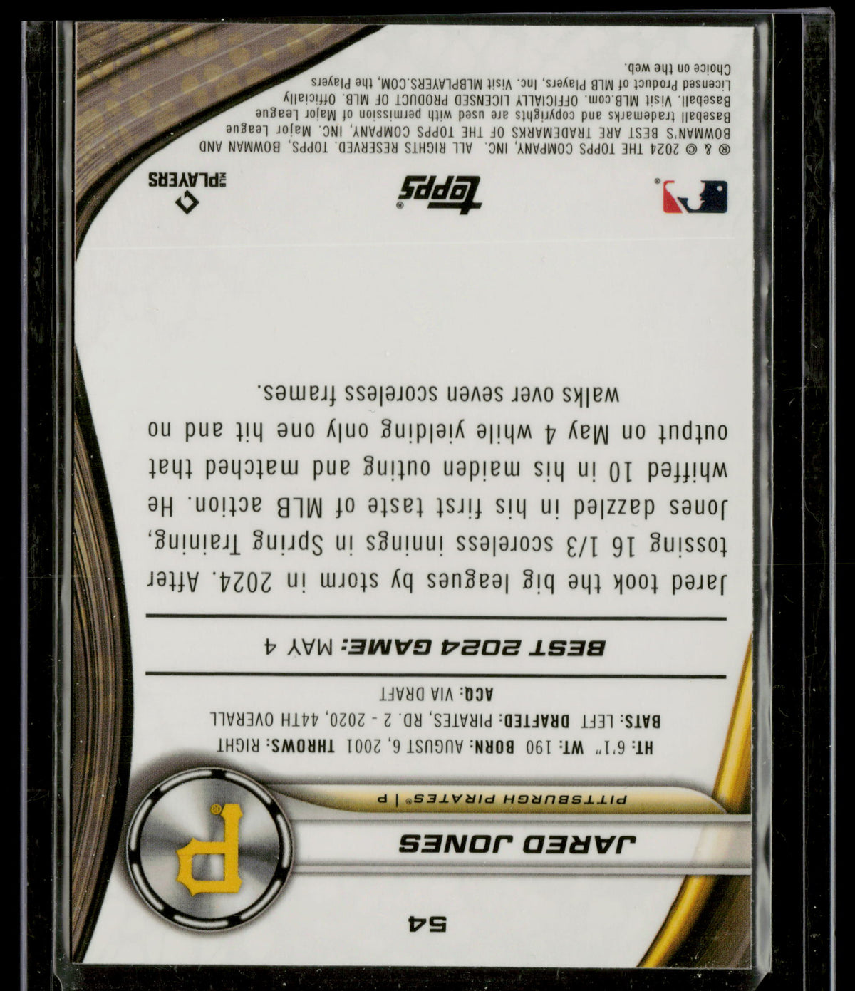 2024 Bowman's Best Jared Jones #54 RC