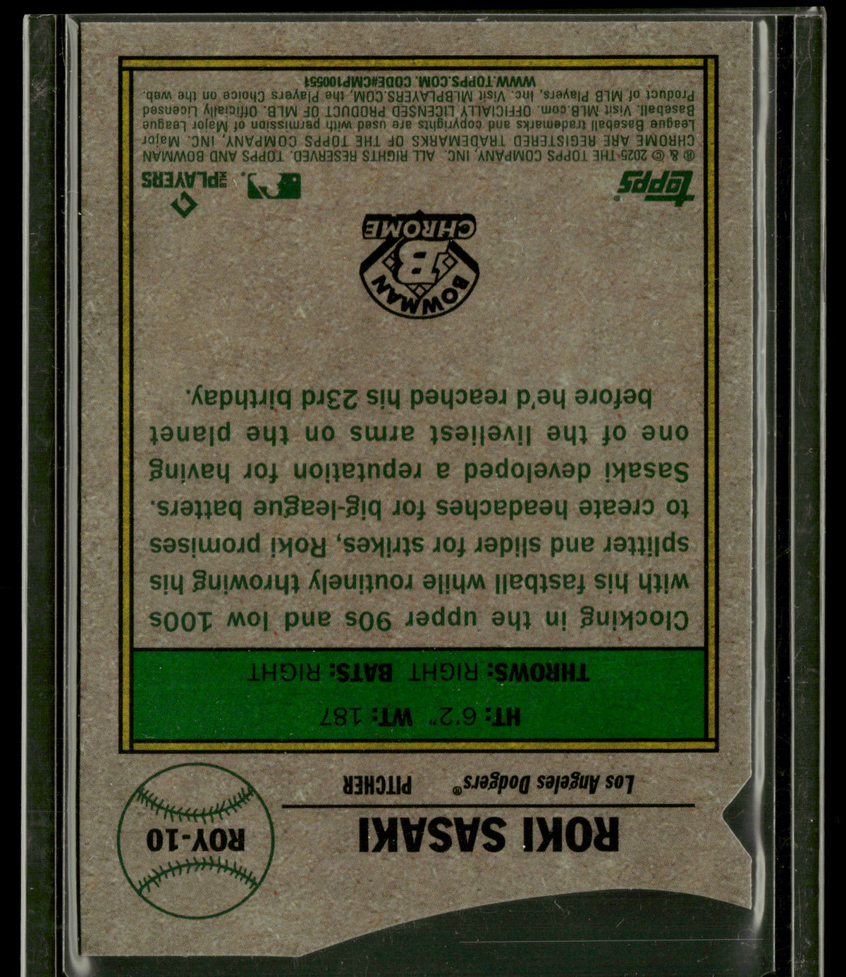 2025 Bowman Chrome Roki Sasaki #ROY-10 RC