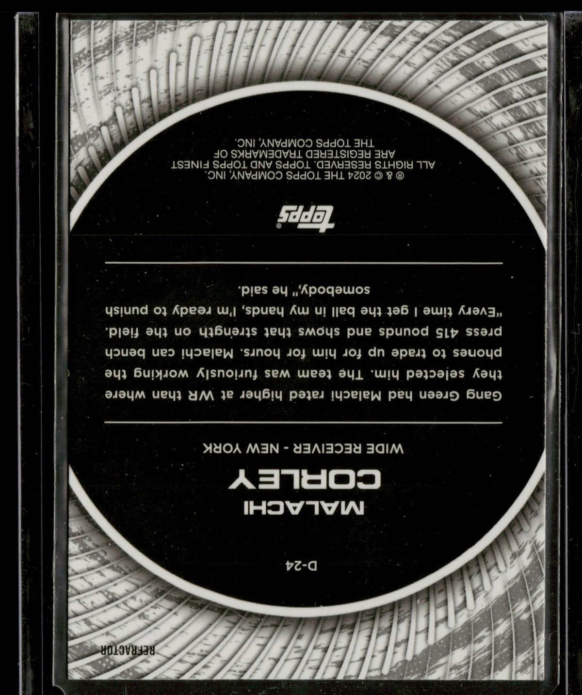 2024 Topps Finest Football Malachi Corley #D-24 Refractor