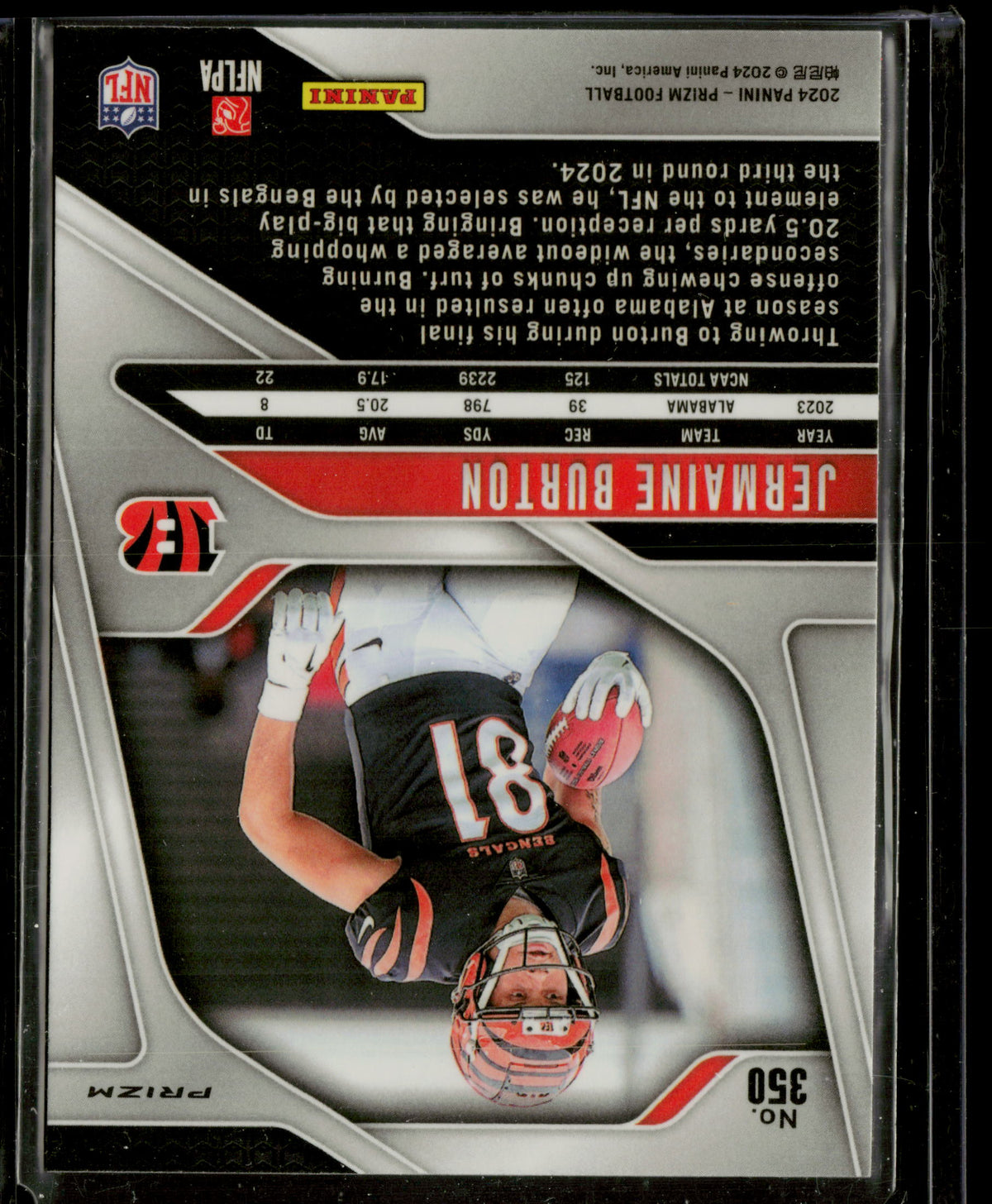2024 Panini Prizm Jermaine Burton #350 Orange Lazer RC