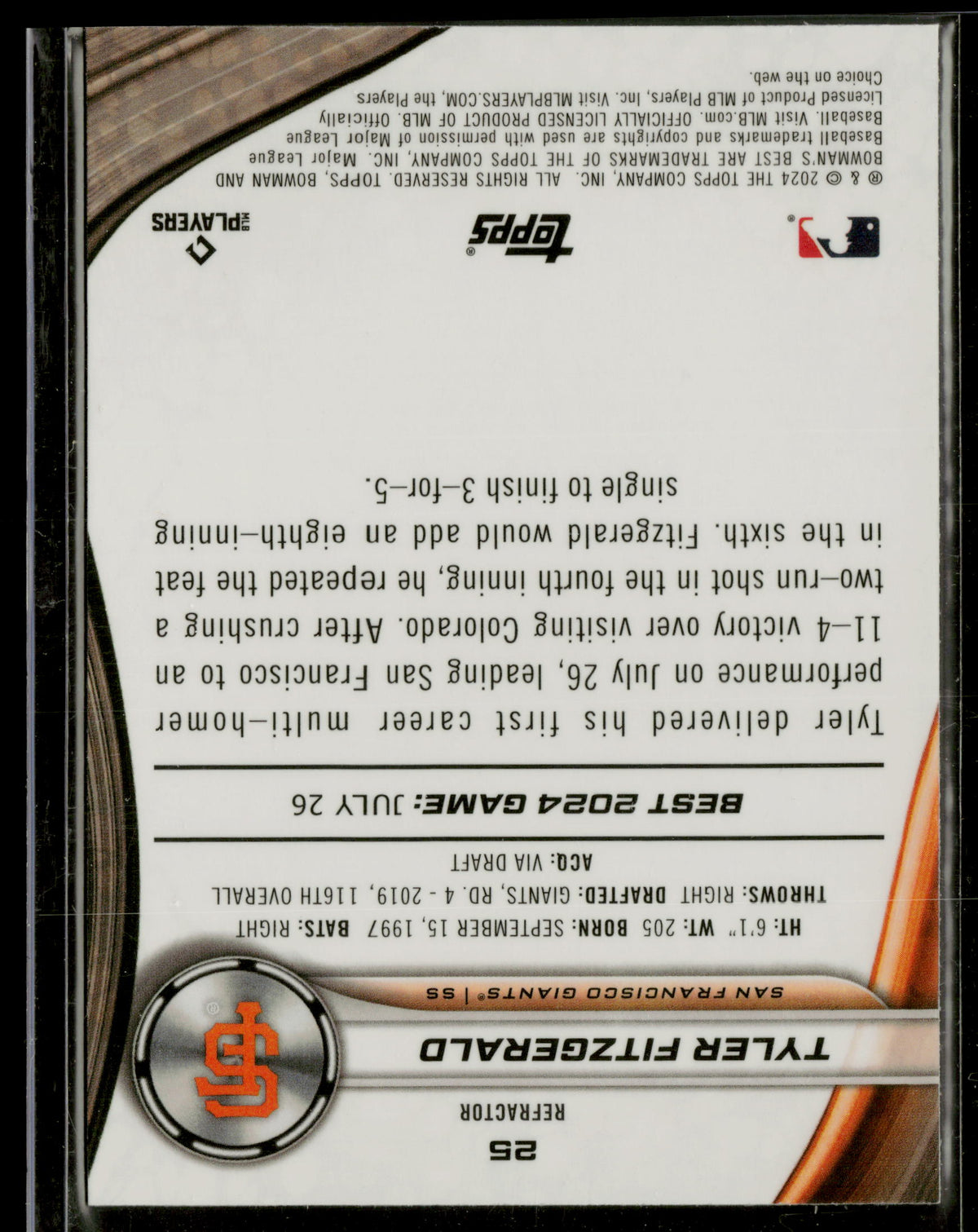 2024 Bowman's Best Tyler Fitzgerald #25 Refractor RC
