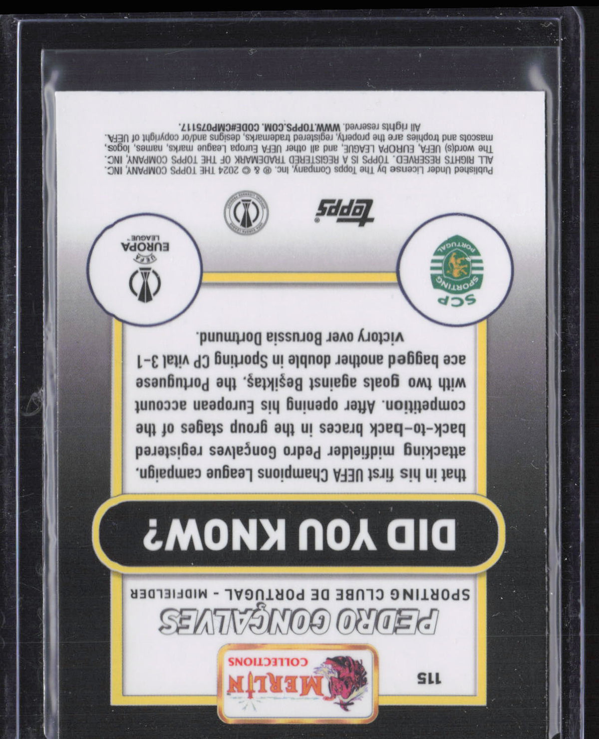 2024 Topps Merlin UEFA Club Competitions Pedro Gonçalves #115