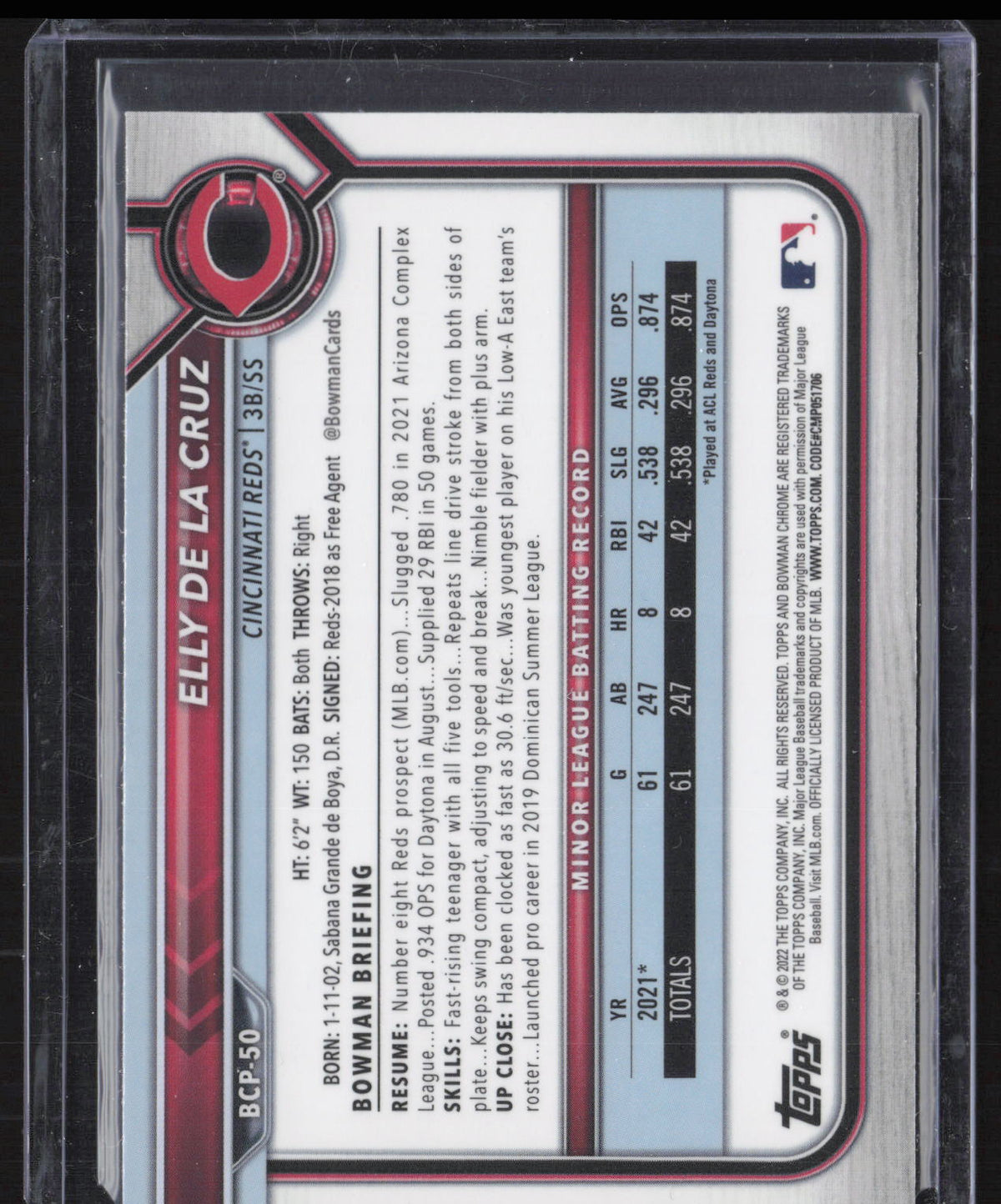 2022 Bowman Chrome Elly De La Cruz #BCP-50