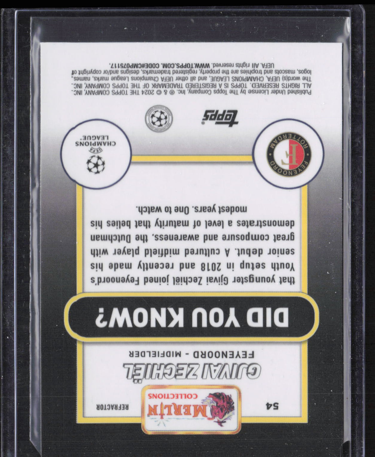 2024 Topps Merlin Gjivai Zechiel #54 Refractor RC