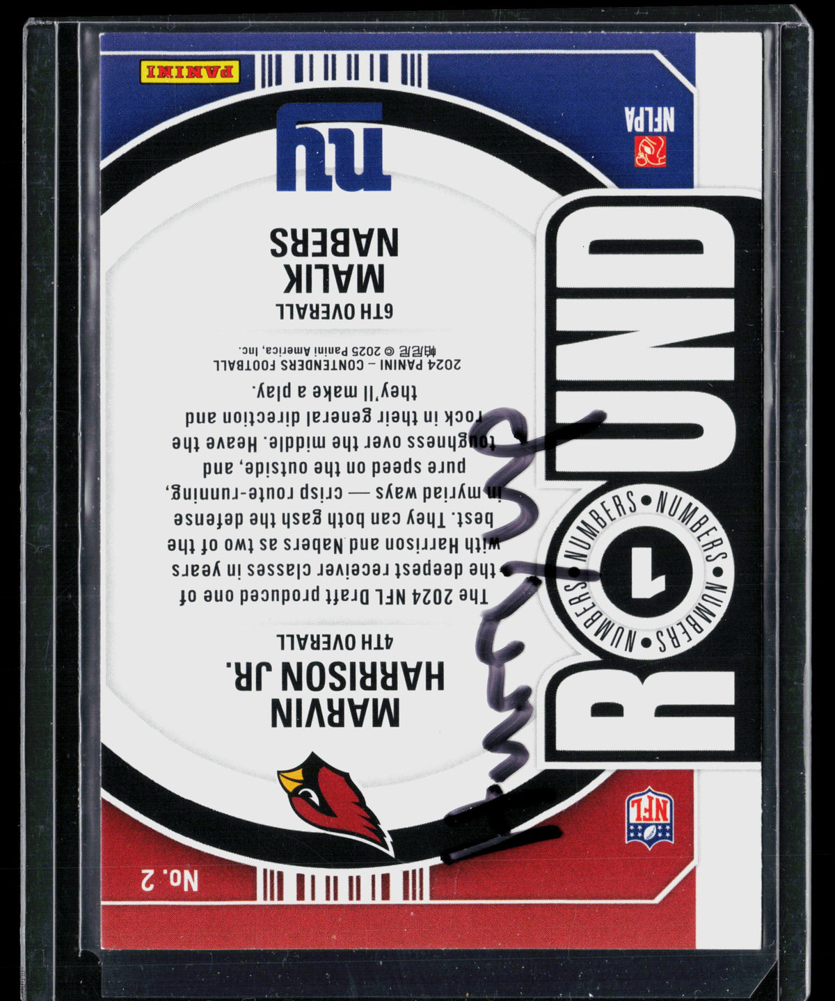 2025 Panini Contenders Football Round Numbers Marvin Harrison Jr. Malik Nabers #No. 2 RC