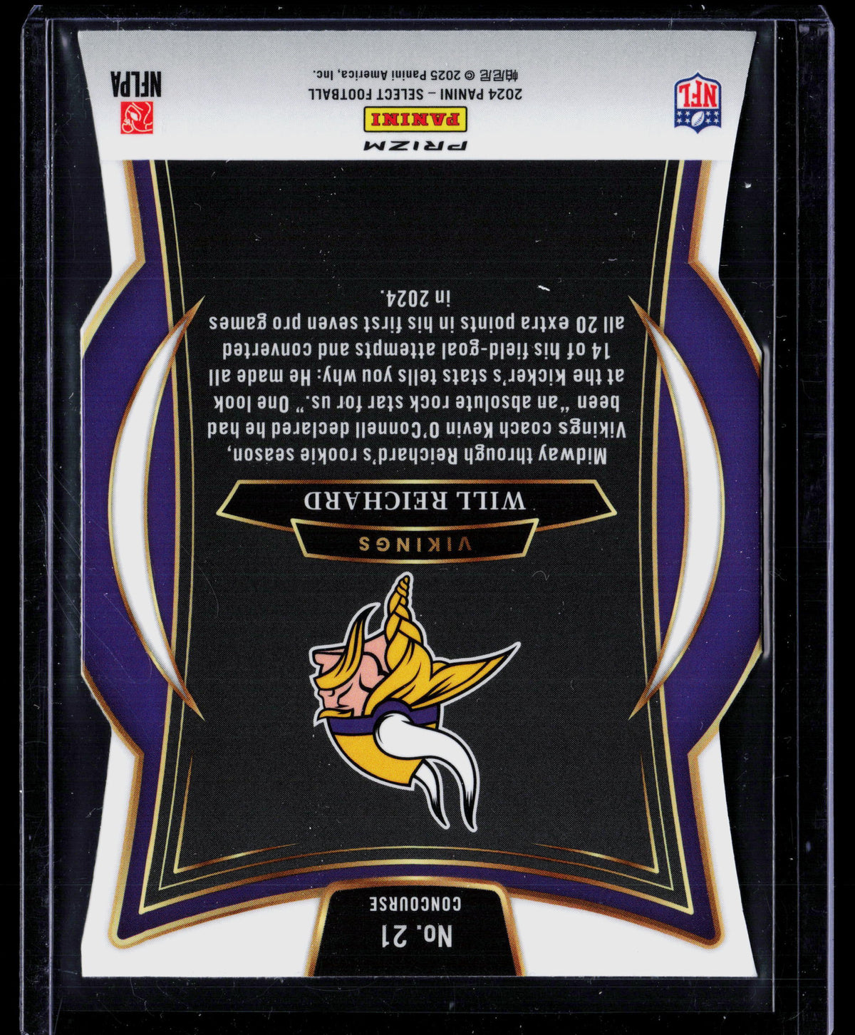 2025 Panini Select Will Reichard #21 Purple Prizm RC