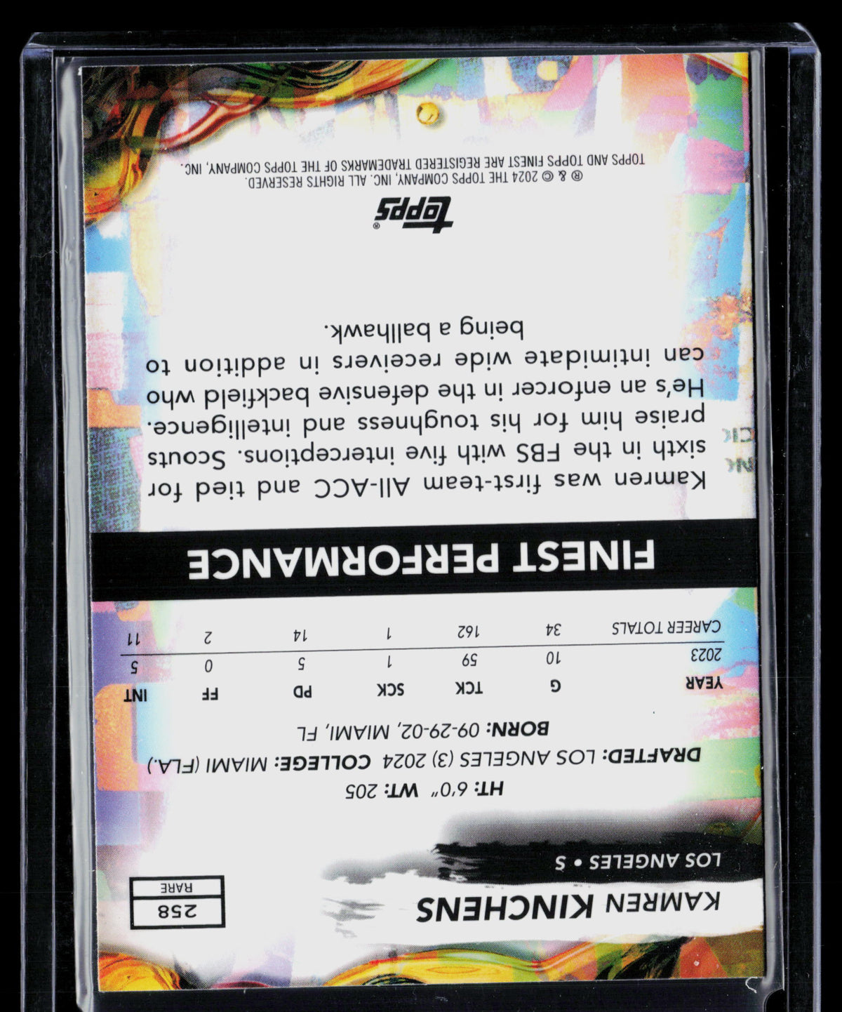2024 Topps Finest Kamren Kinchens #258 RC