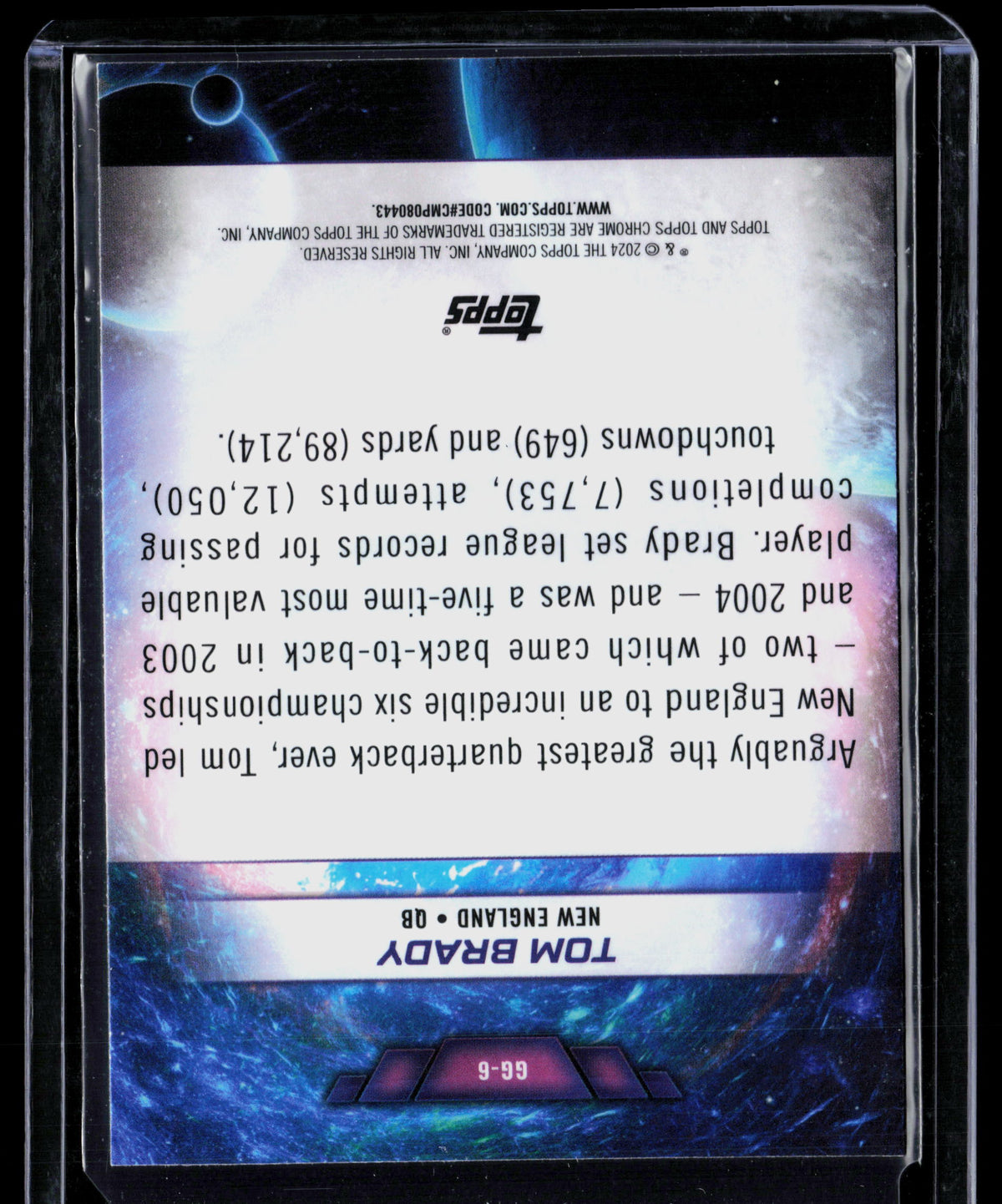 2004 Topps Chrome Galaxy Greats Tom Brady #GG-6