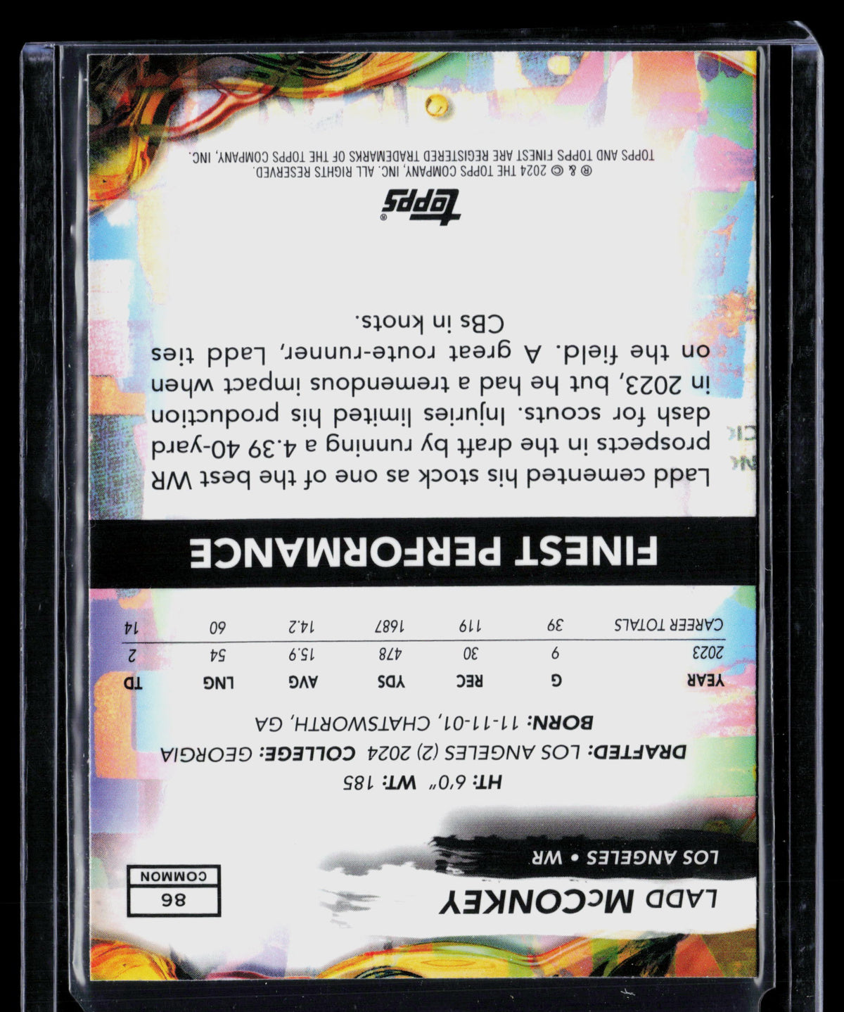 2024 Topps Finest Ladd McConkey #86 RC
