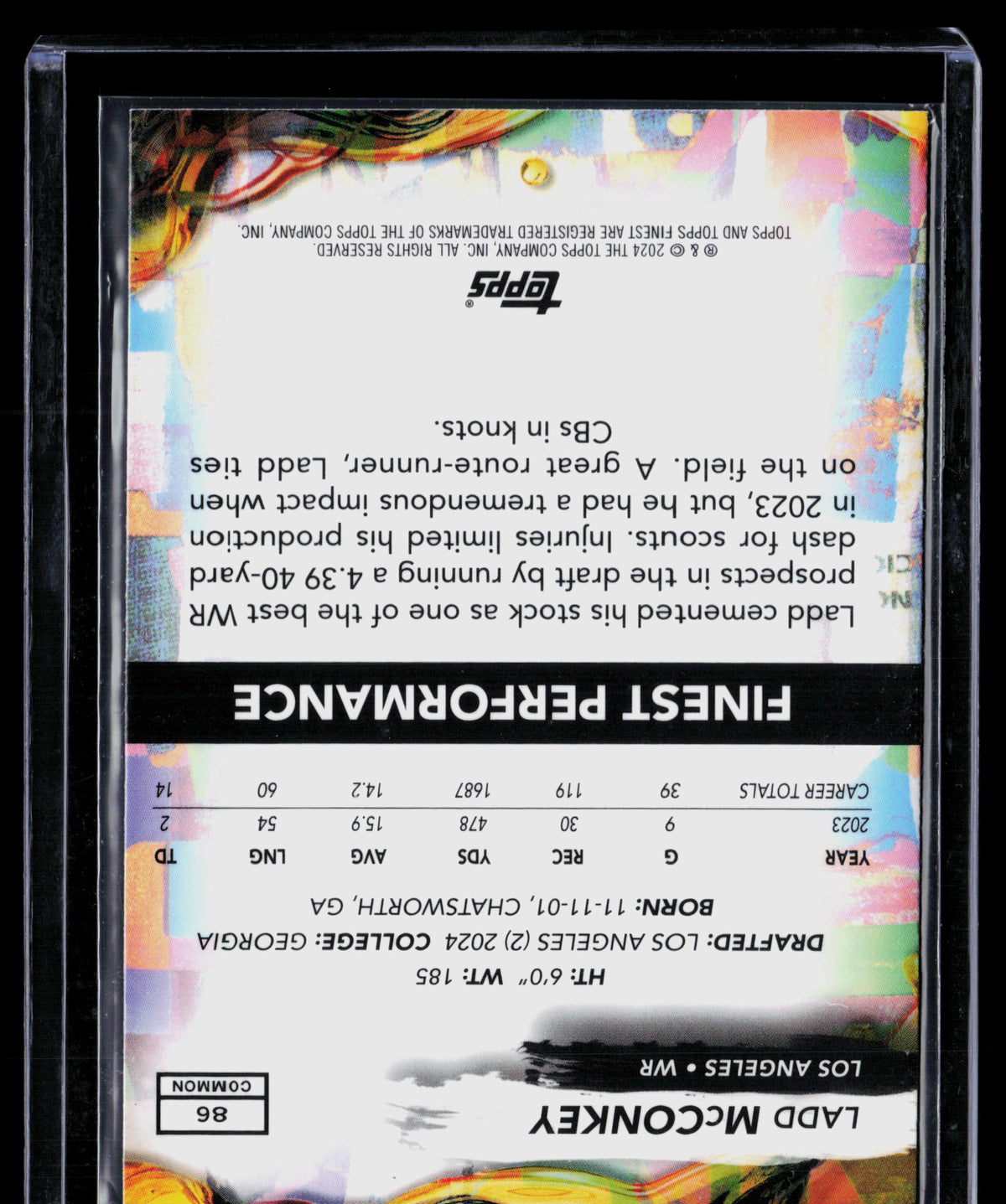 2024 Topps Finest Ladd McConkey #86 RC