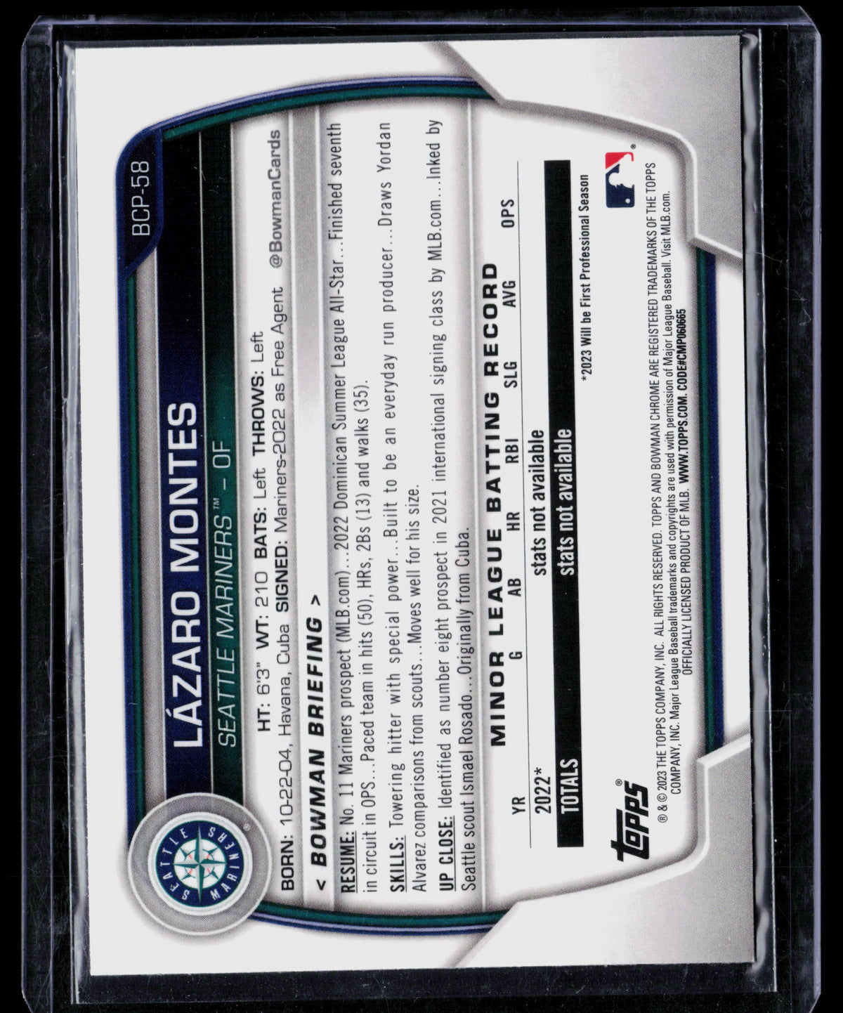 2023 Bowman Chrome Lázaro Montes #BCP-58 1st Bowman