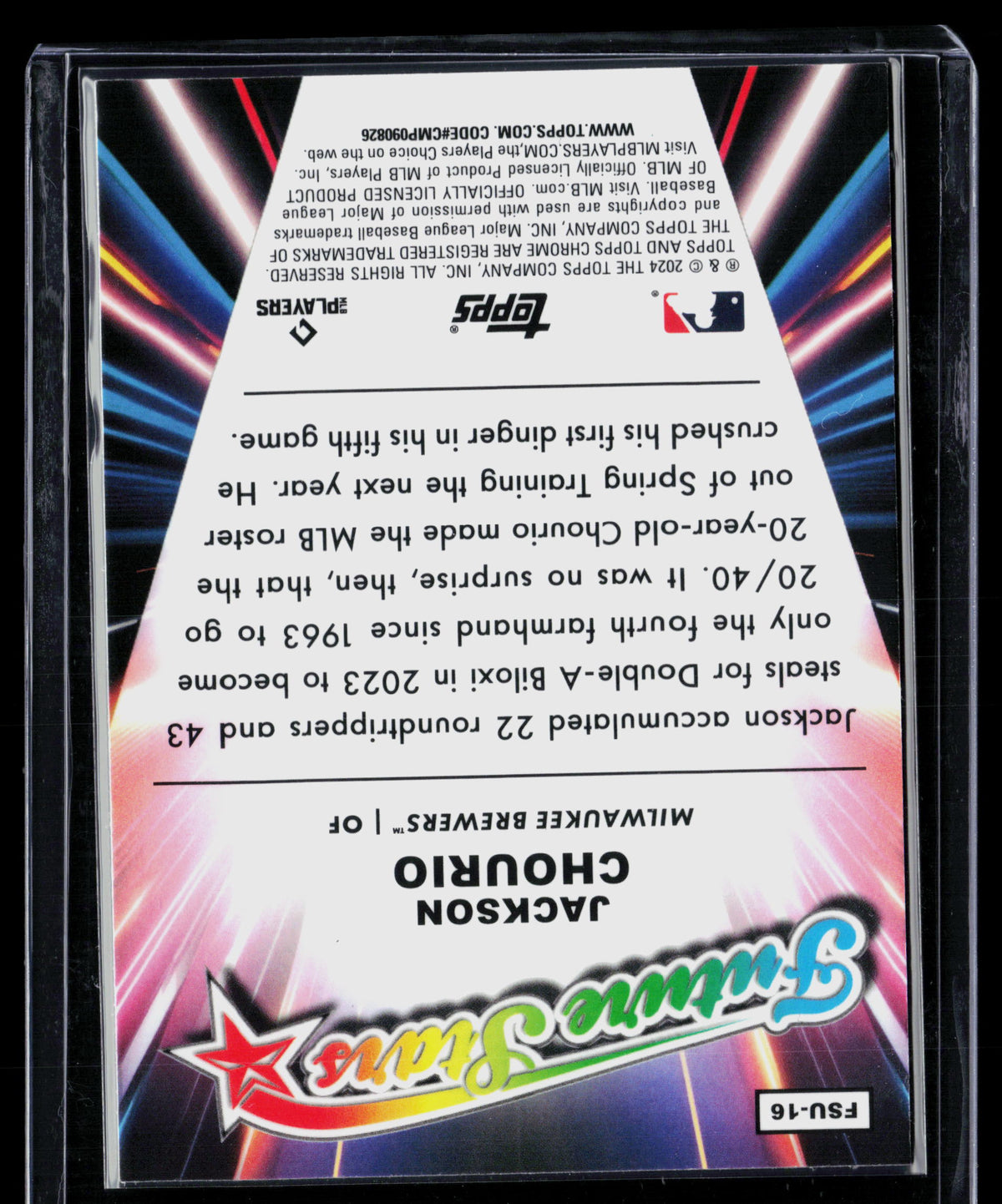2024 Topps Chrome Future Stars Jackson Chourio #FSU-16 RC