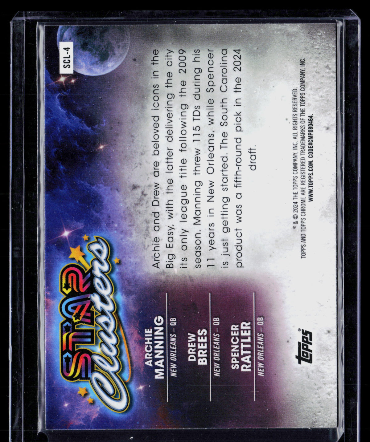 2024 Topps Chrome Star Clusters Archie Manning Spencer Rattler Drew Brees #SCL-4