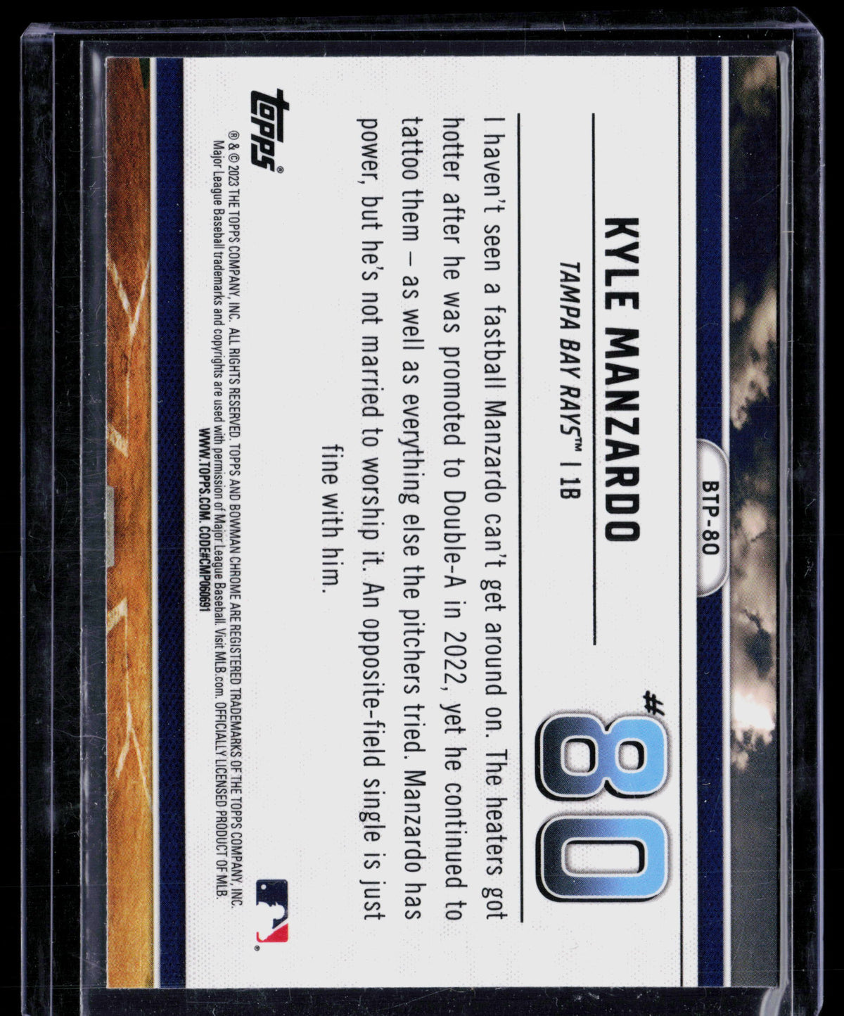 2023 Bowman Chrome Bowman Scouts Top 100 Kyle Manzardo #BTP-80
