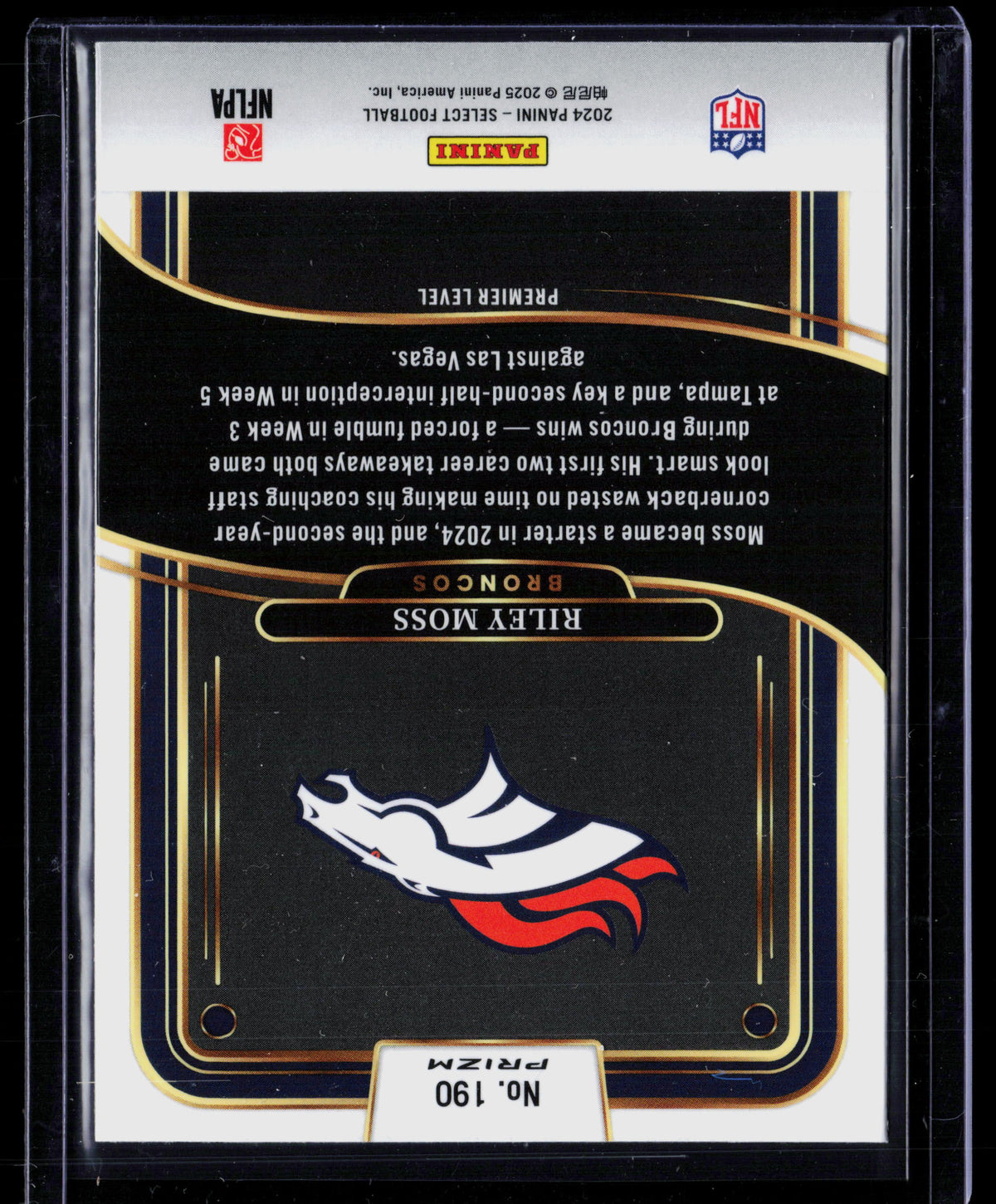 2025 Panini Select Riley Moss #190 Prizm Premier Level
